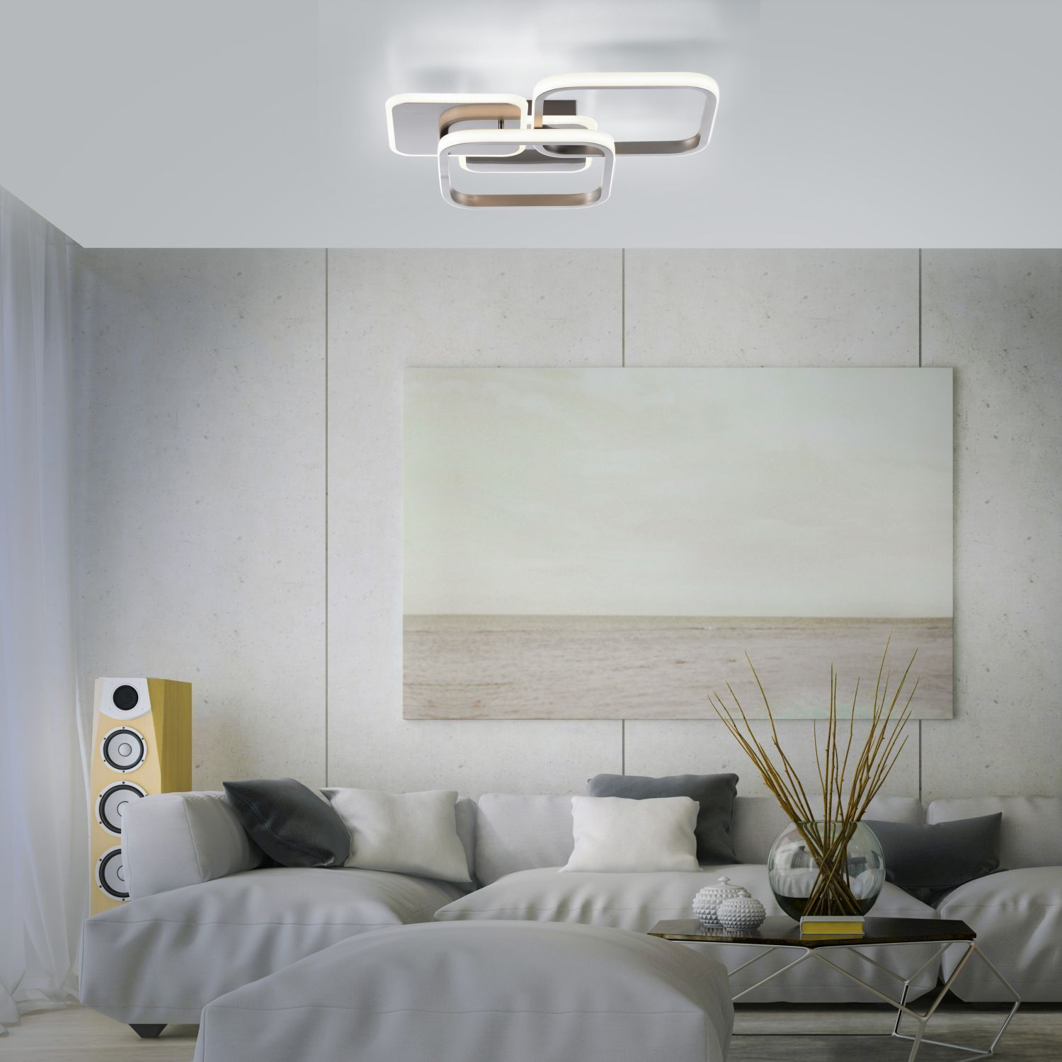 LED Deckenlampe Metall in Stahl 3000 K 4700 lm stilvoll Moebel, Wohnzimmer, Innenarchitektur, Inneneinrichtung, Kissen