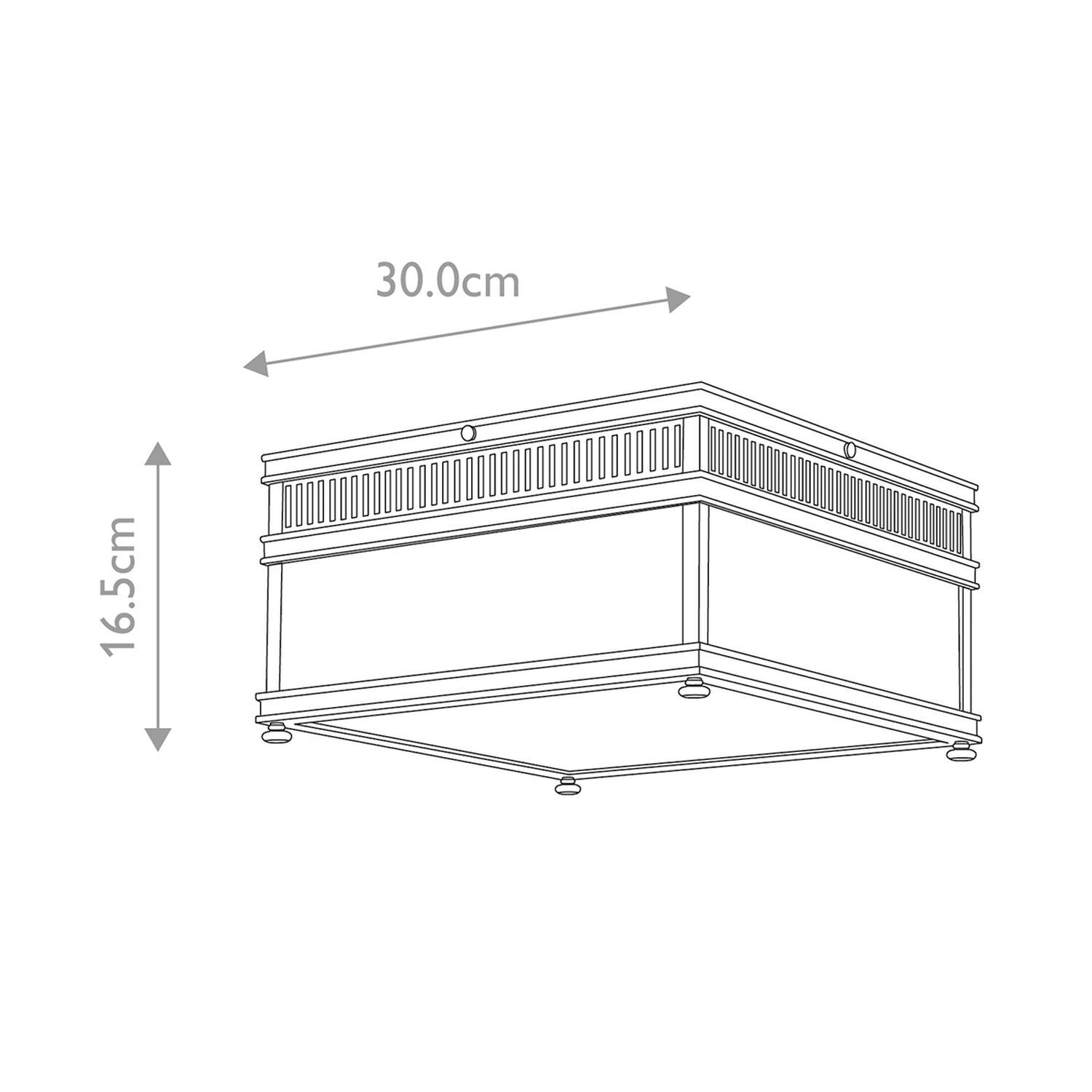 Außenlampe Echt-Messing Glas 30 cm breit IP44 E27 eckig