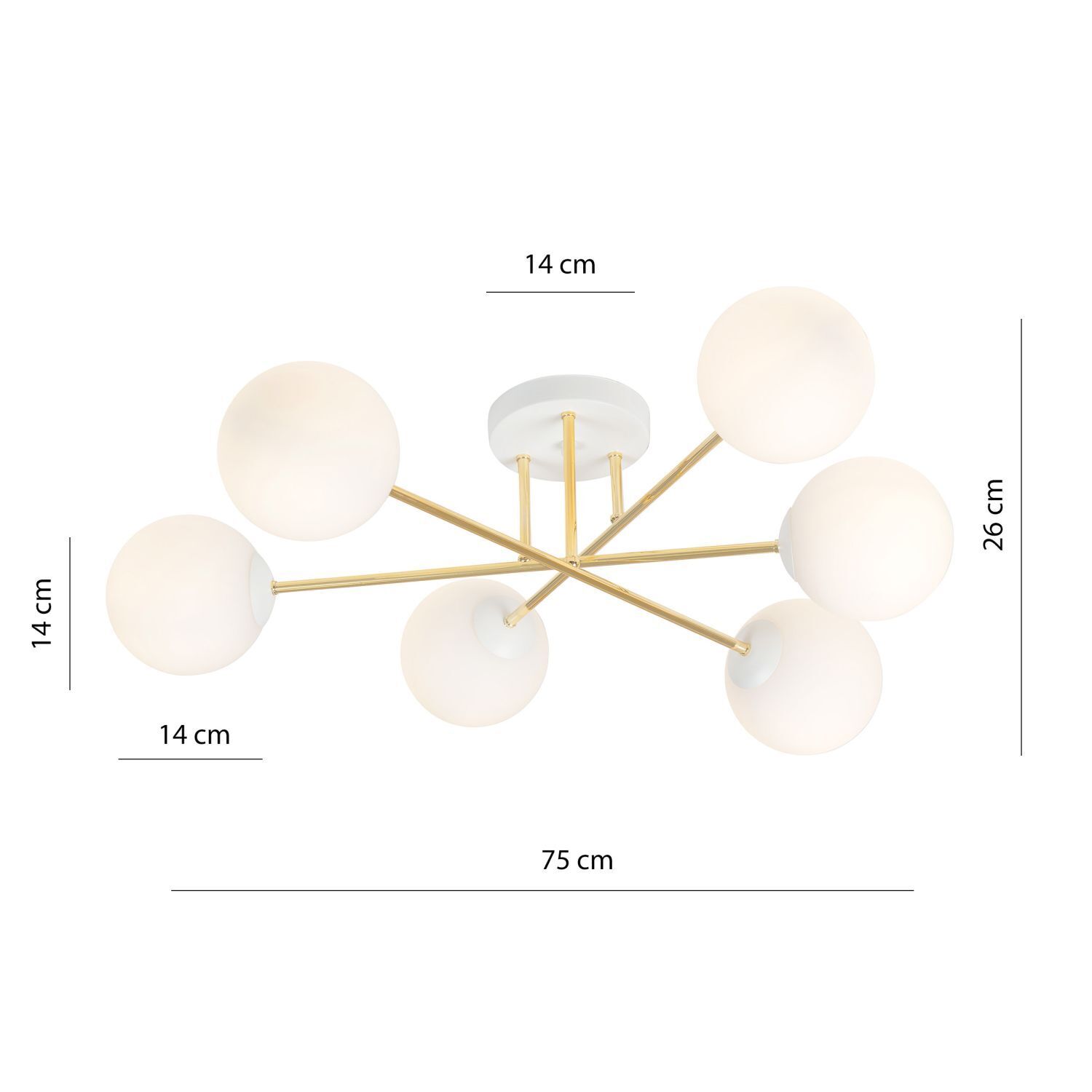 Deckenlampe ANNETTA Metall Glas Kugel Schirme