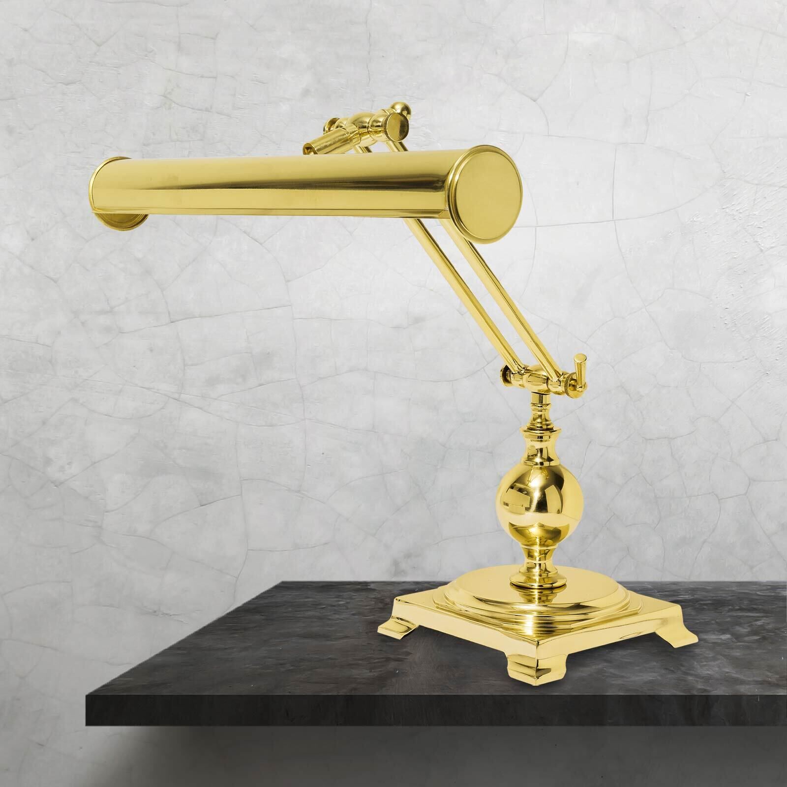 Bankerlampe Messing poliert E14 H: 43 cm Jugendstil