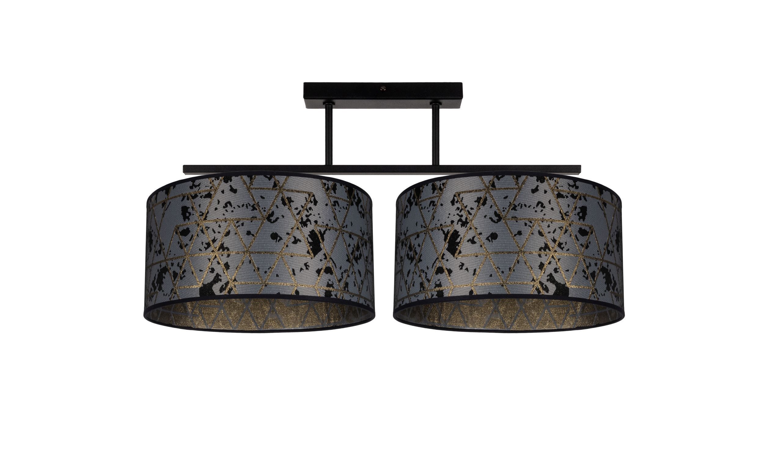 Deckenlampe Stoff blendarm Schwarz Grau Muster 70 cm Lampe, Leuchte