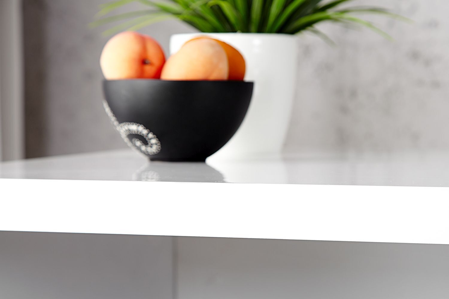 Schreibtisch MDF lackiert 20 cm in Weiß Hochglanz Essen, Obst, Pflanze, Produzieren, Schüssel