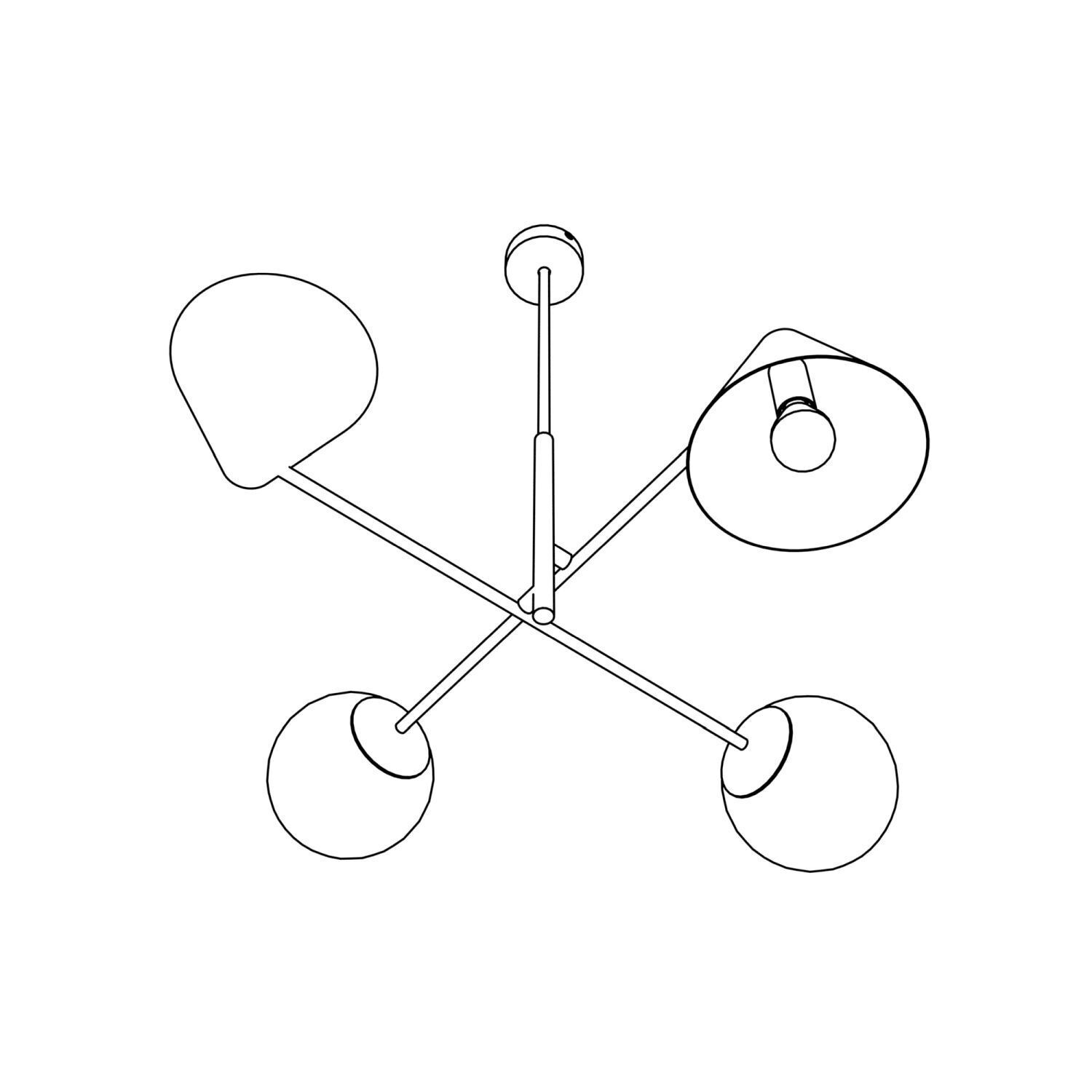 Deckenleuchte Weiß blendarm Metall Glas E14 4-flammig Leuchter, Lampe