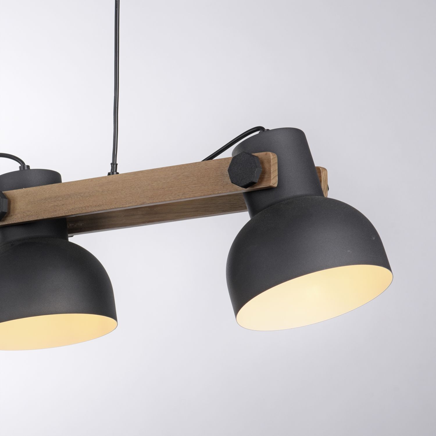 Pendelleuchte Holz Metall E27 96 cm 3-flammig flexibel