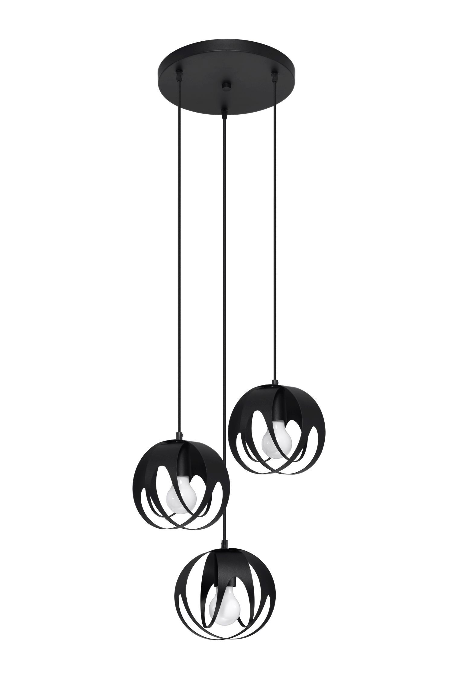 Hängelampe Modern Ø 30 cm Metall 3-flammig E27 Schwarz