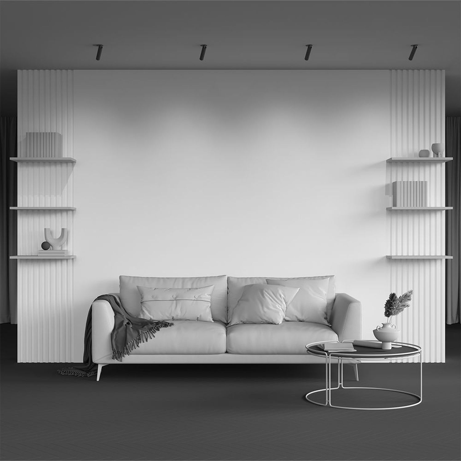 sofa, wohnzimmer, kissen, couchtisch, deko