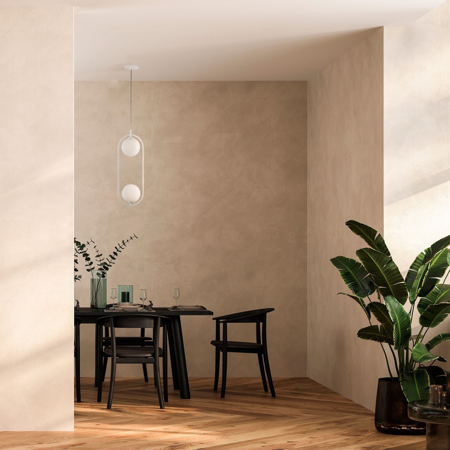 Pendelleuchte Metall Glas G9 H: max. 204 cm Weiß Modern