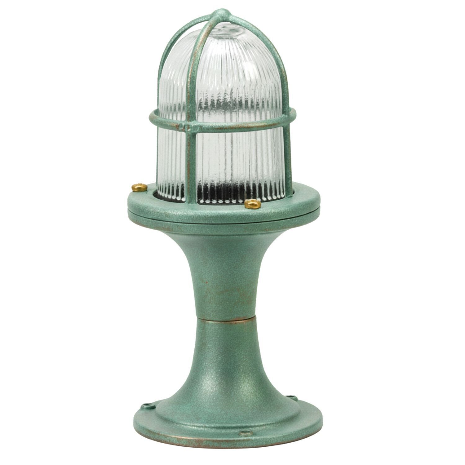 Sockelleuchte Glas Echt-Messing E27 IP64 25 cm hoch