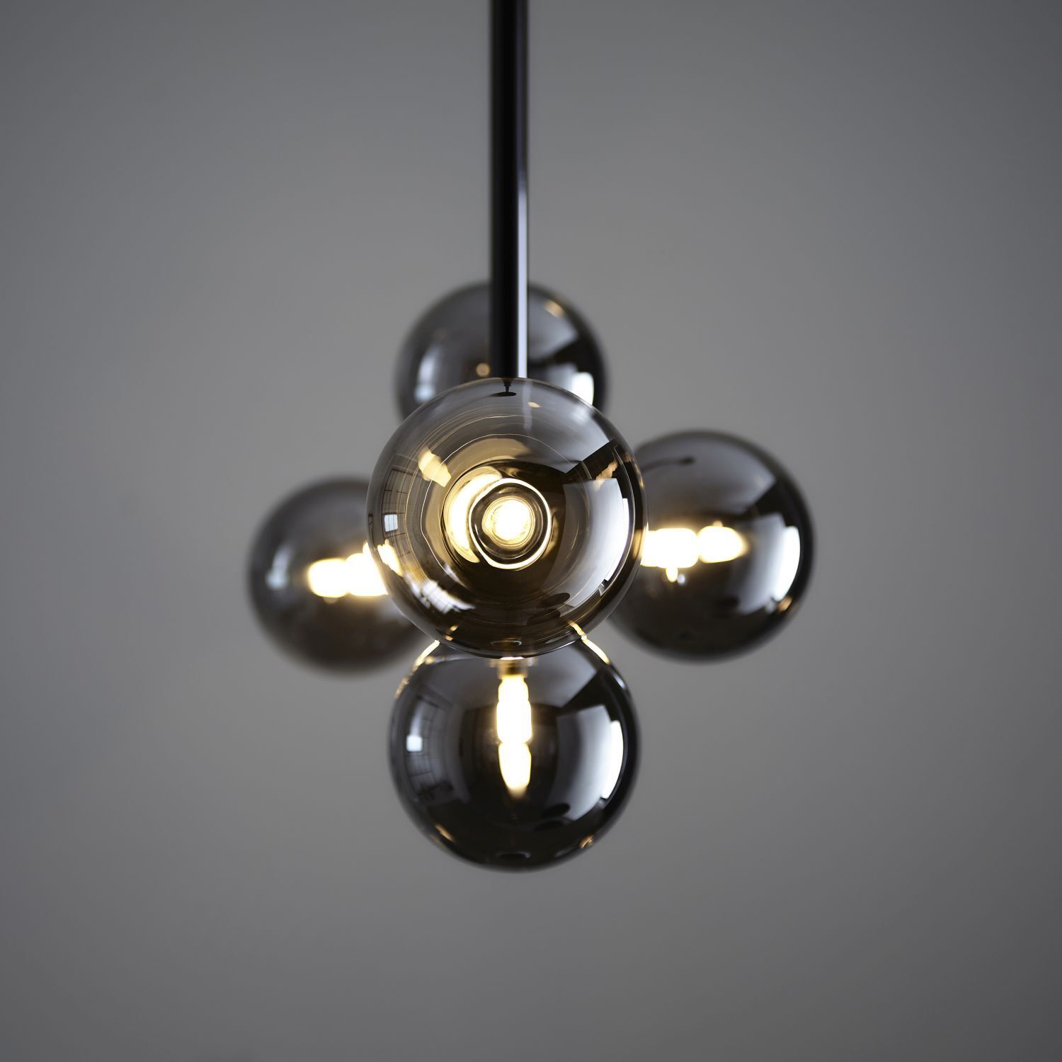 Deckenlampe Rauchglas Metall 90 cm lang H: max. 117 cm G9