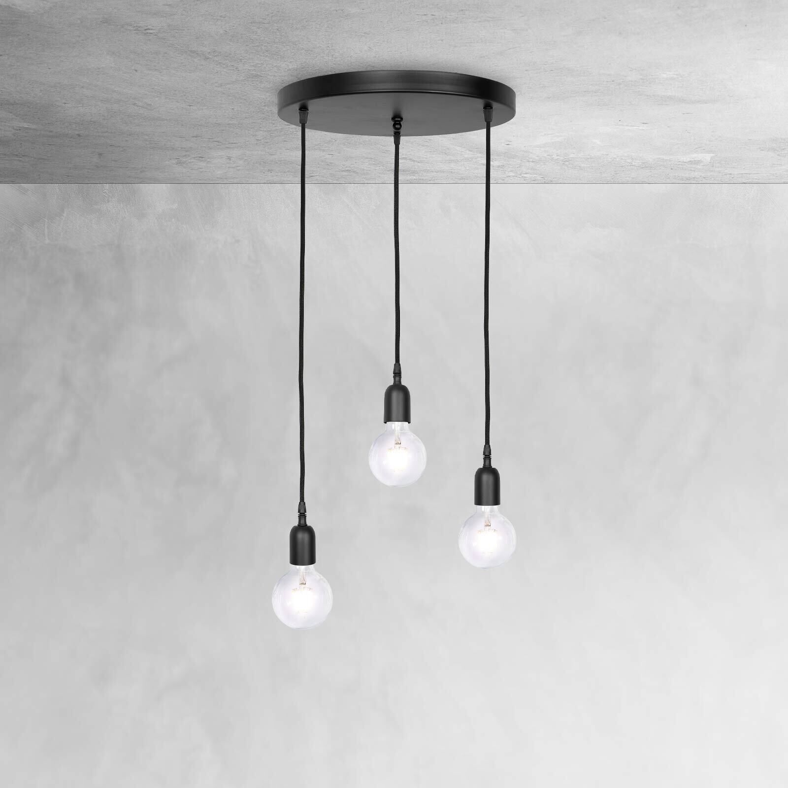 Pendelleuchte Ø 40 cm 3-flammig E27 Schwarz matt verstellbar