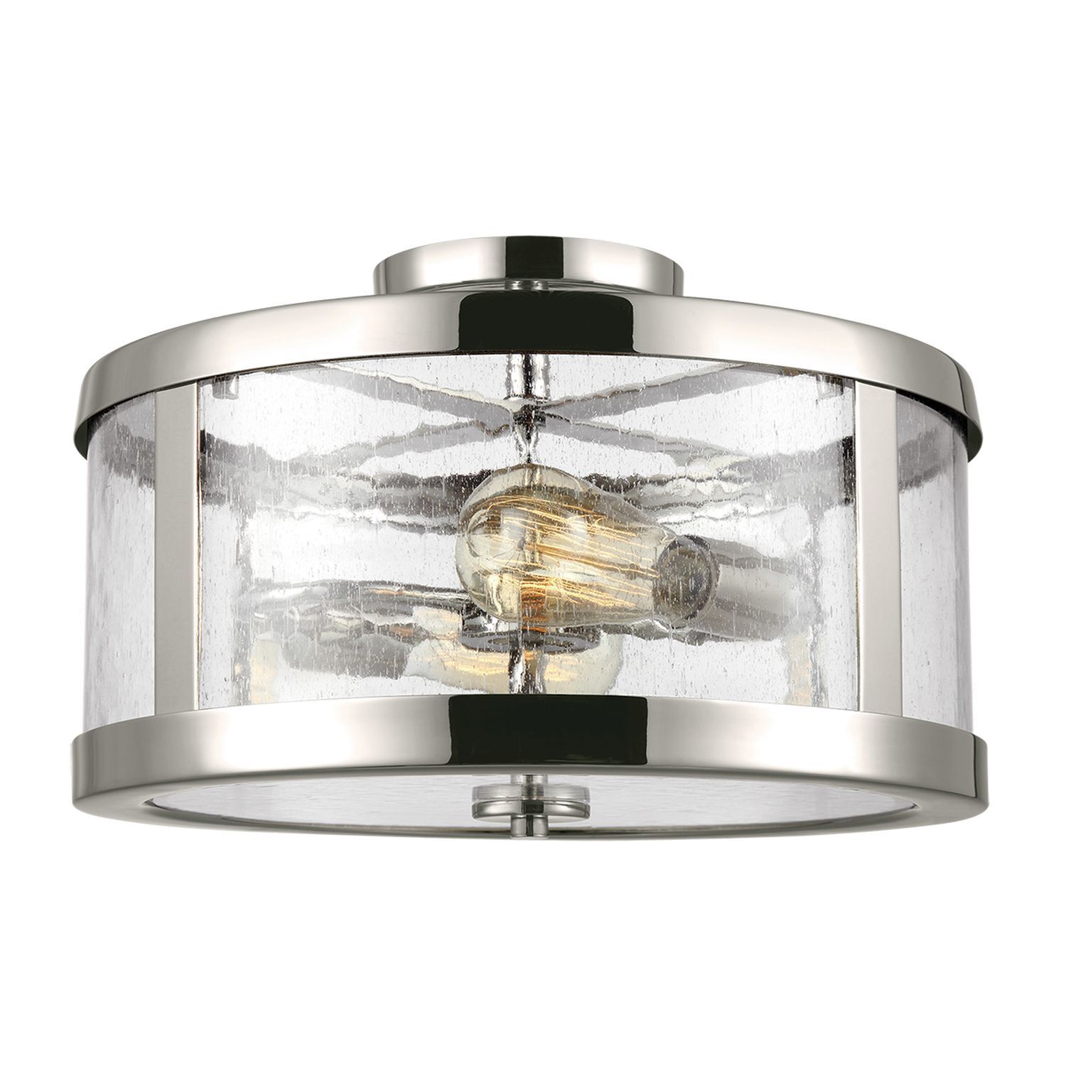 Deckenlampe Metall Glas in Nickel rund innen FLOR