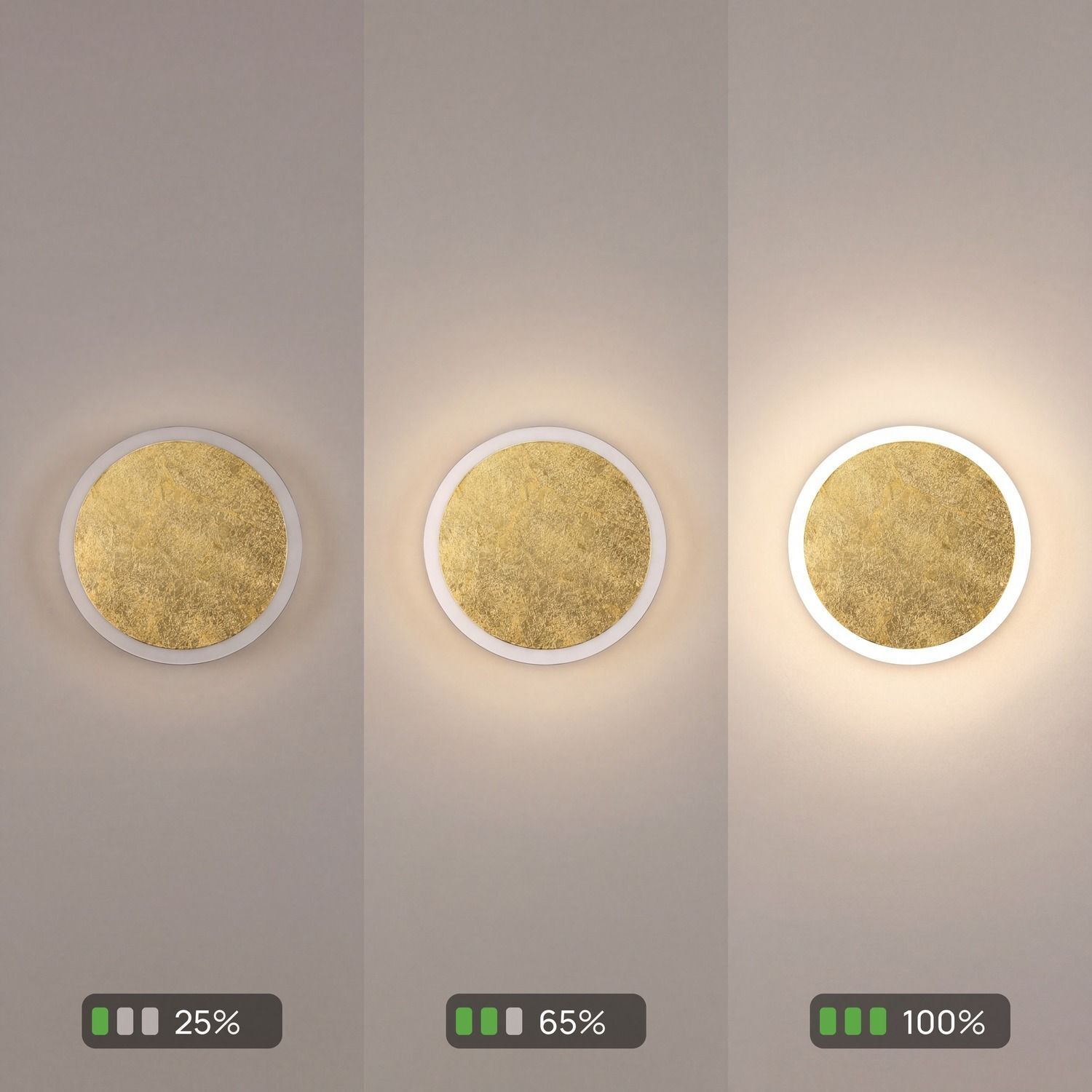 LED Deckenlampe Gold Ø40 cm 3500 K 3 Stufen dimmbar wandlampe, rund, gold, leuchte, lampe