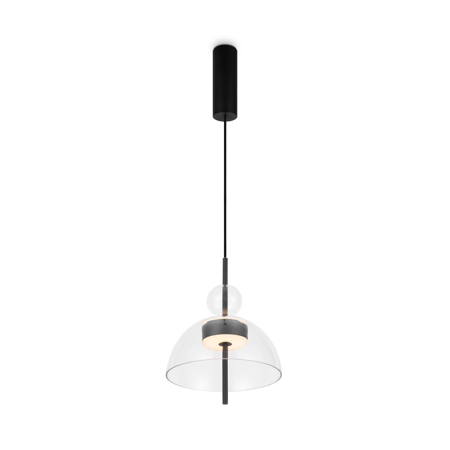 LED Pendelleuchte Metall Glas H: max. 348 cm Schwarz