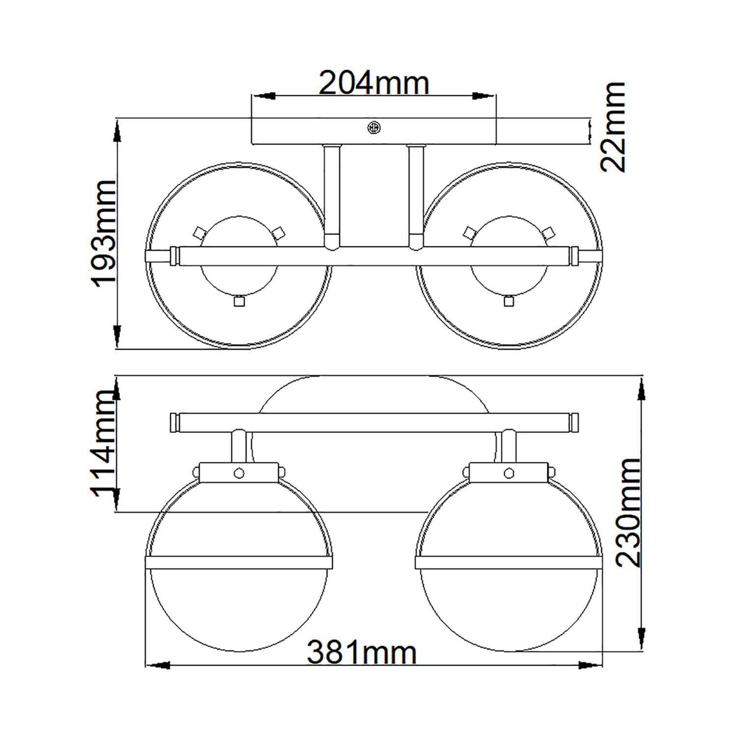 Badezimmerlampe Glas Metall IP44 38,1 cm breit Schwarz