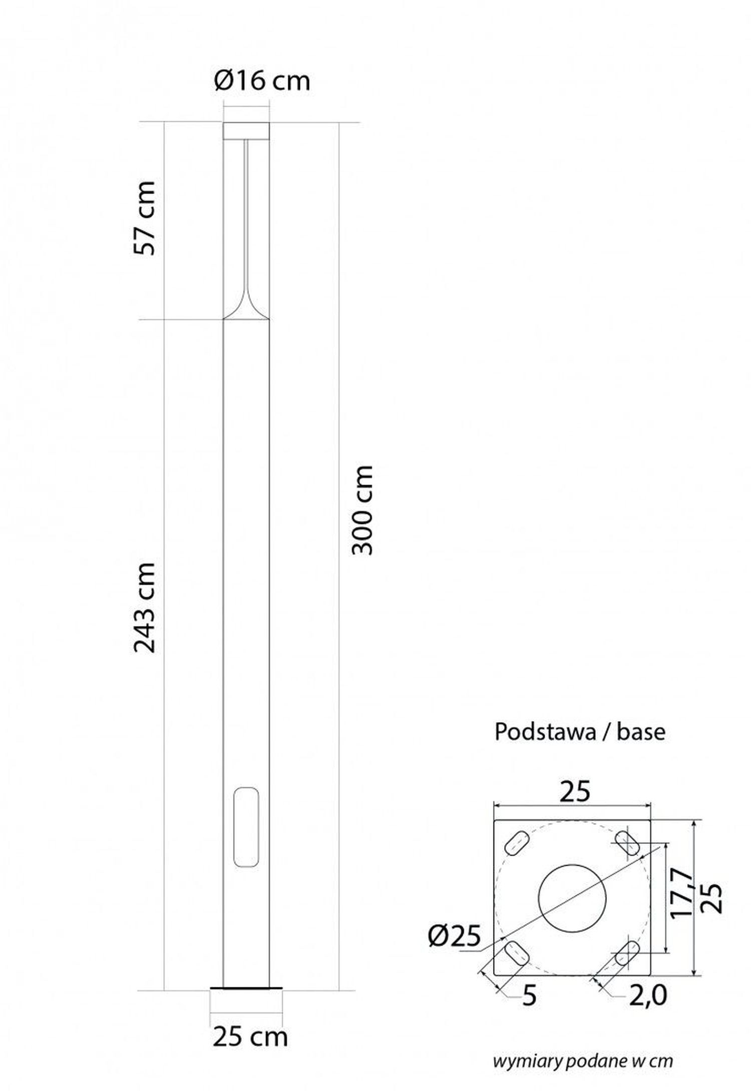 Dunkelgraue LED Wegeleuchte Aluminium IP65 3000 cm XXL