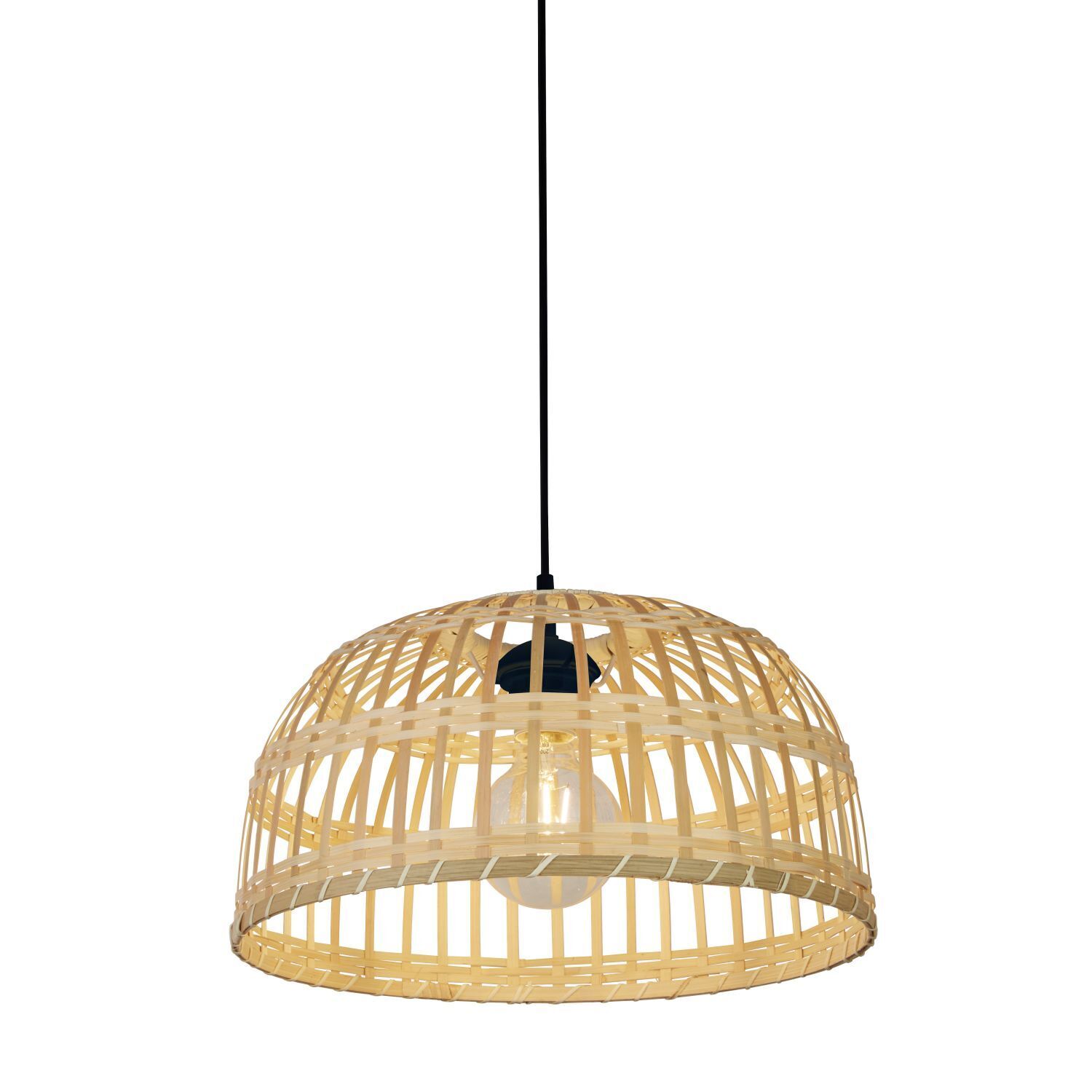 Boho Hängelampe Korb Ø 40 cm Bambus für E27NAtur Schwarz