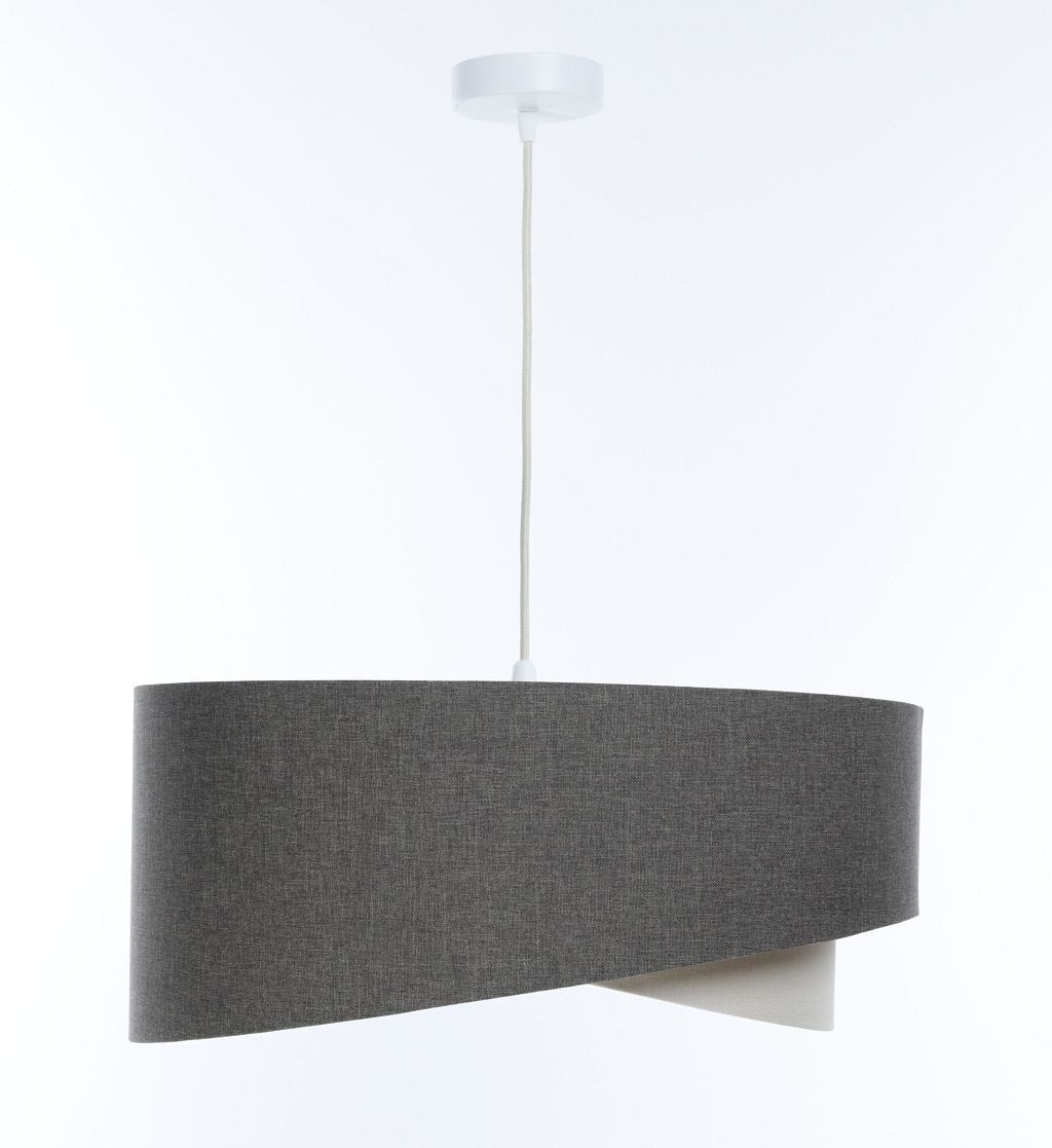 Hängeleuchte E27 rund Ø 60 cm Grau Creme Stoff Modern