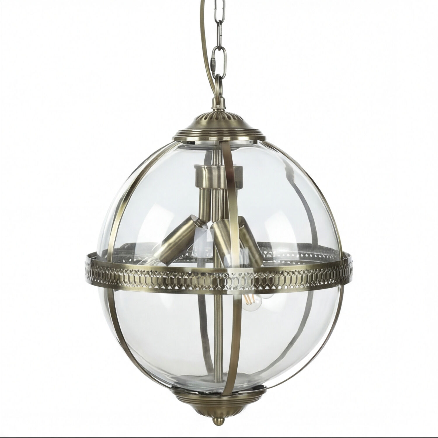 Kugelpendel, Glaskugel, Hängeleuchte, Metallrahmen, Kette