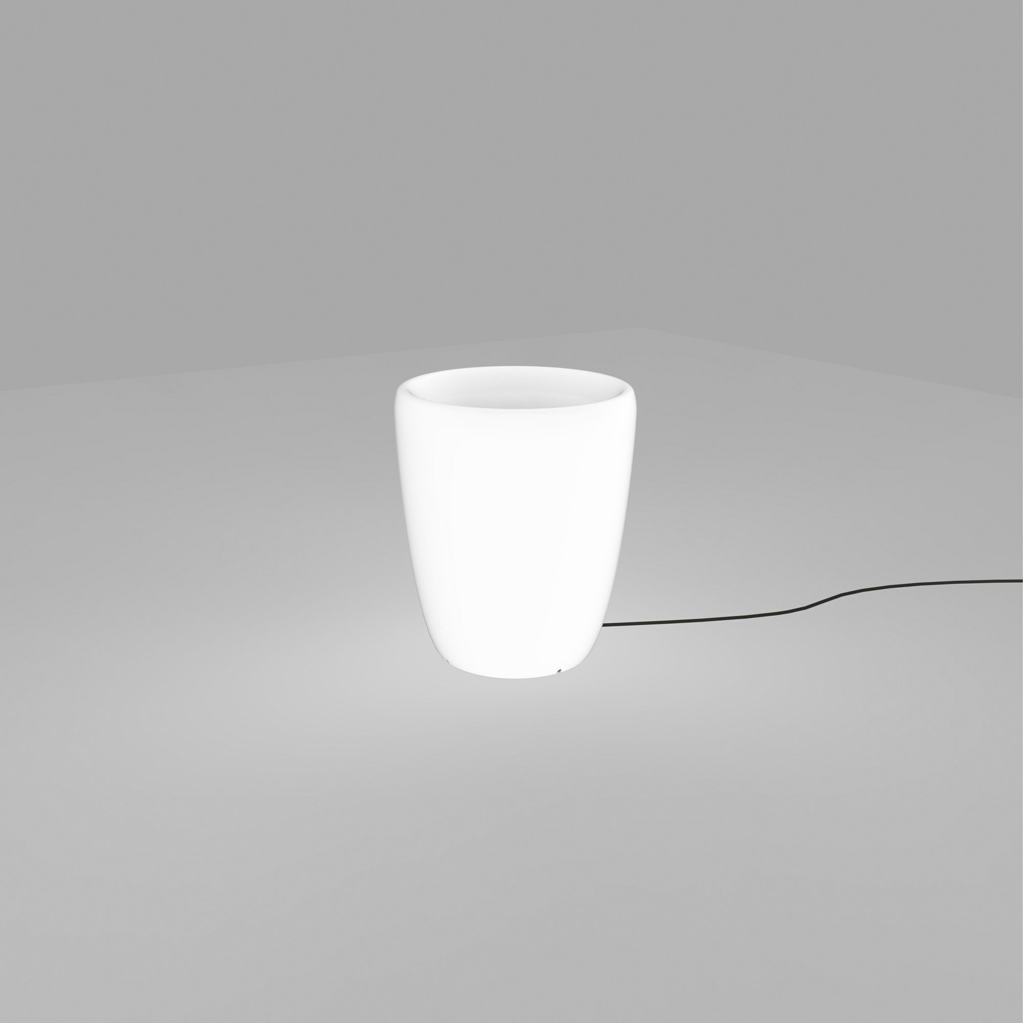 Beleuchteter LED Blumentopf rund flach