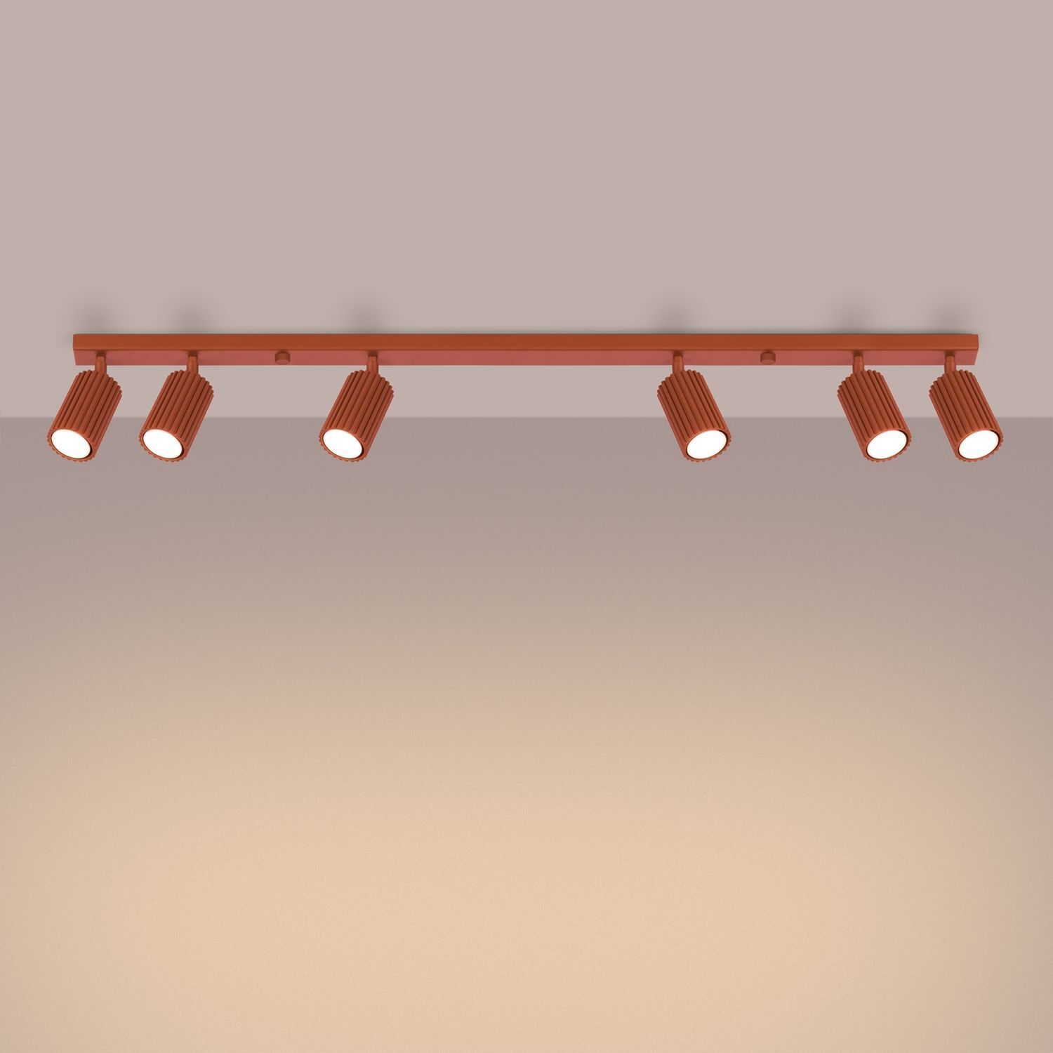 Deckenstrahler 6-flammig Rot GU10 117 cm lang groß Aluminium Beleuchtung