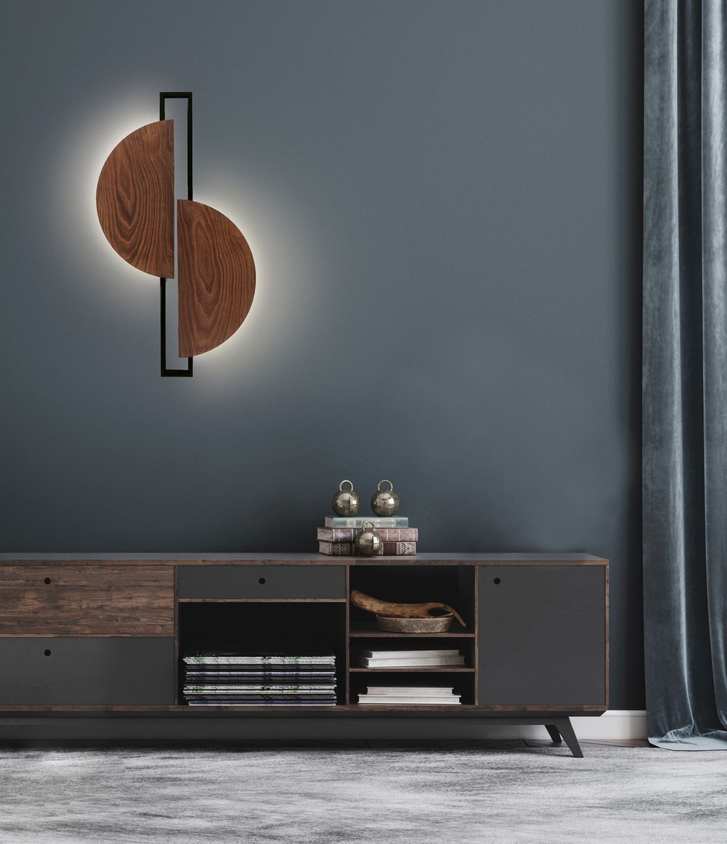 LED Wandleuchte 3000 K 340 lm Schwarz Holz indirekt dekorativ