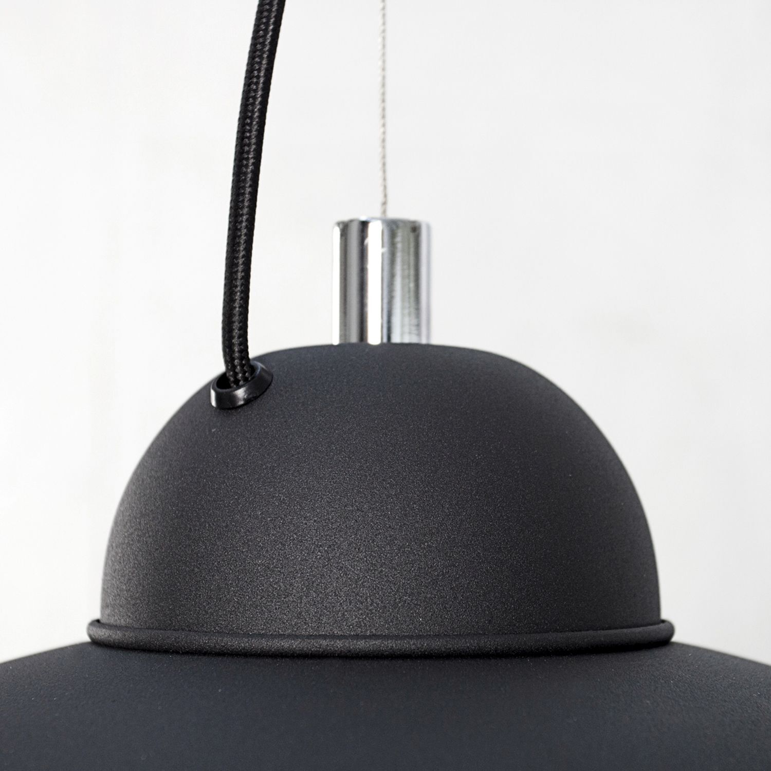 Pendellampe rund Ø55cm Retro Schwarz Silber Lampe