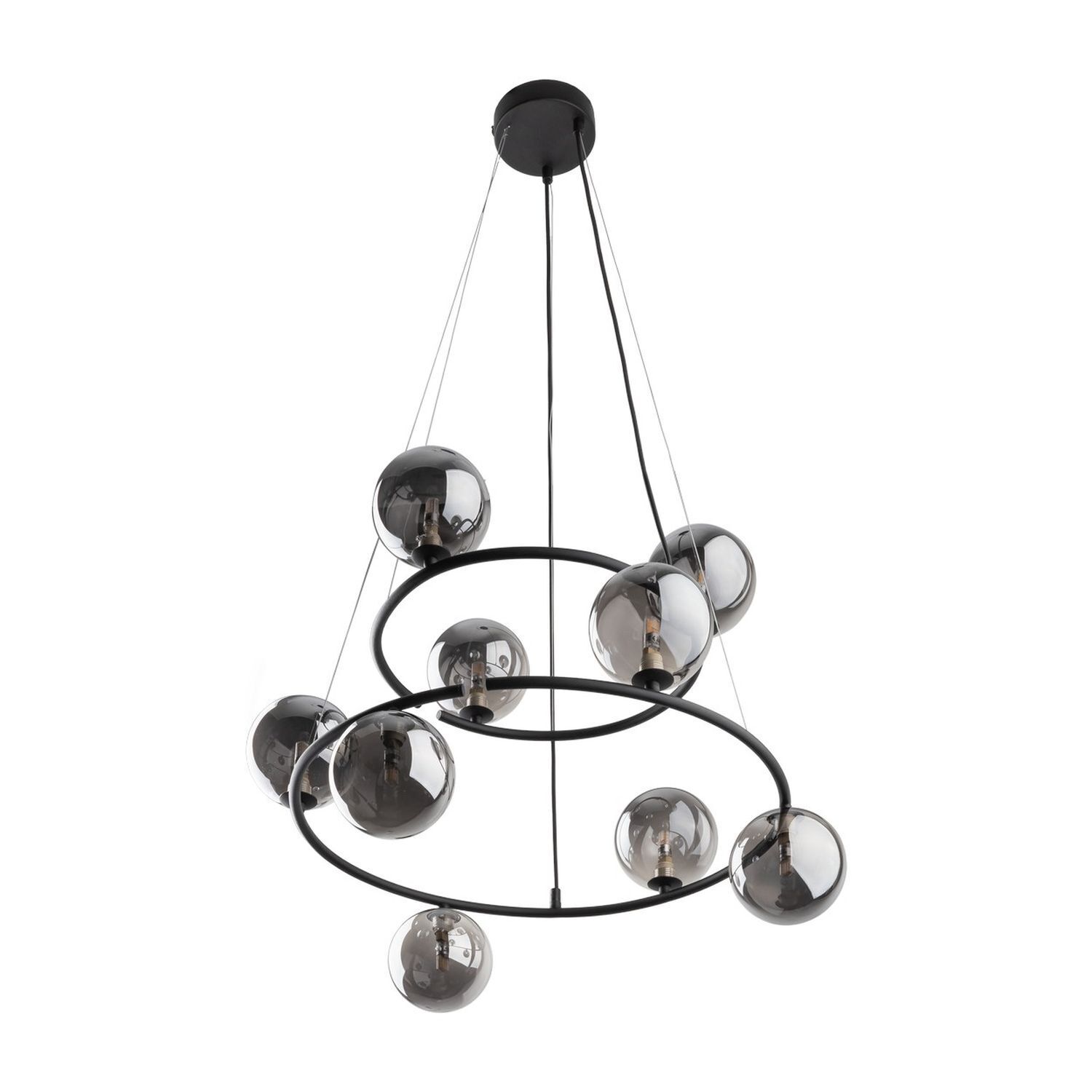 Pendelleuchte Metall Rauchglas G9 Schwarz Graphit 2 Ringe