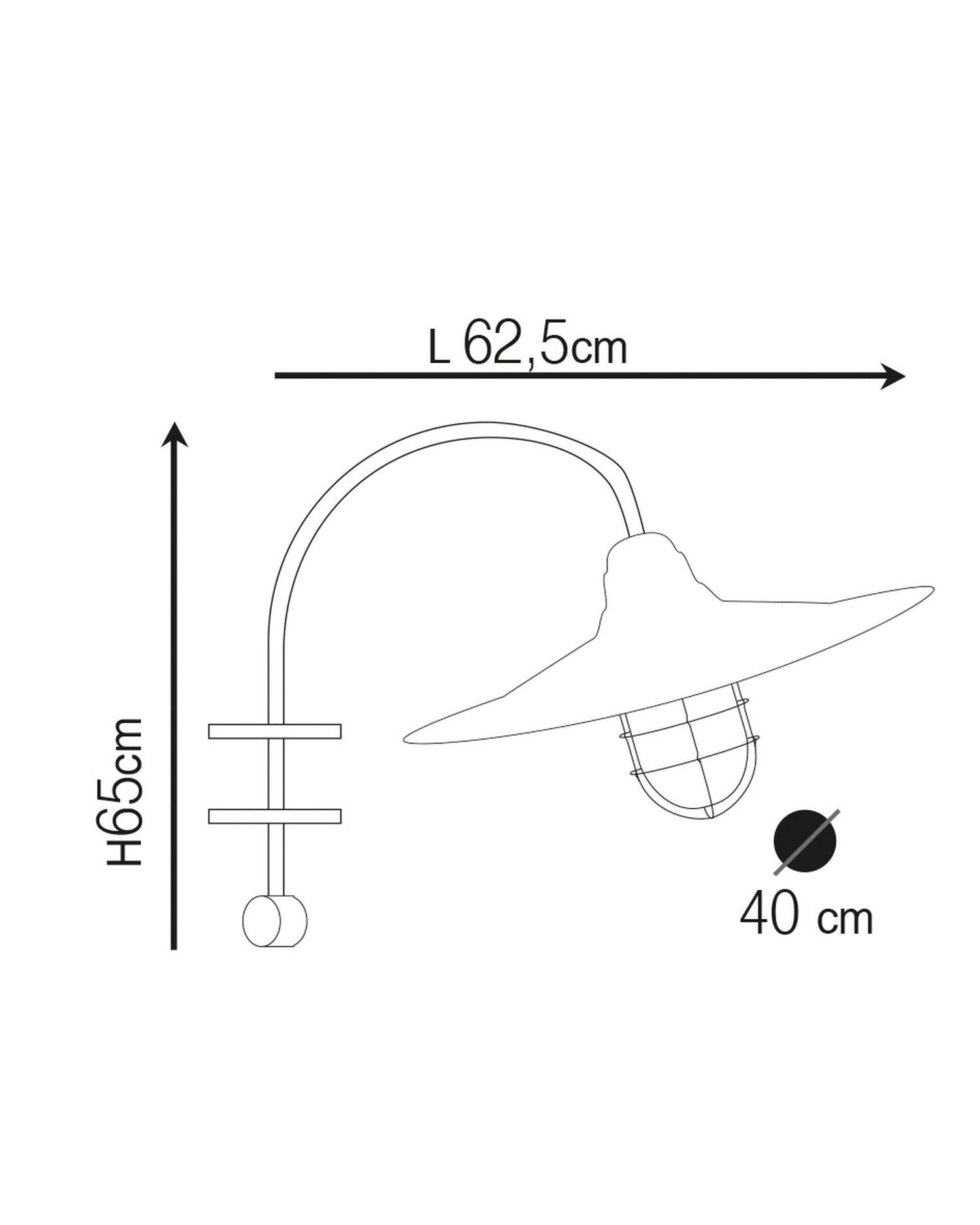 Große Wandlampe außen Messing Glas E27 IP54 H: 65 cm