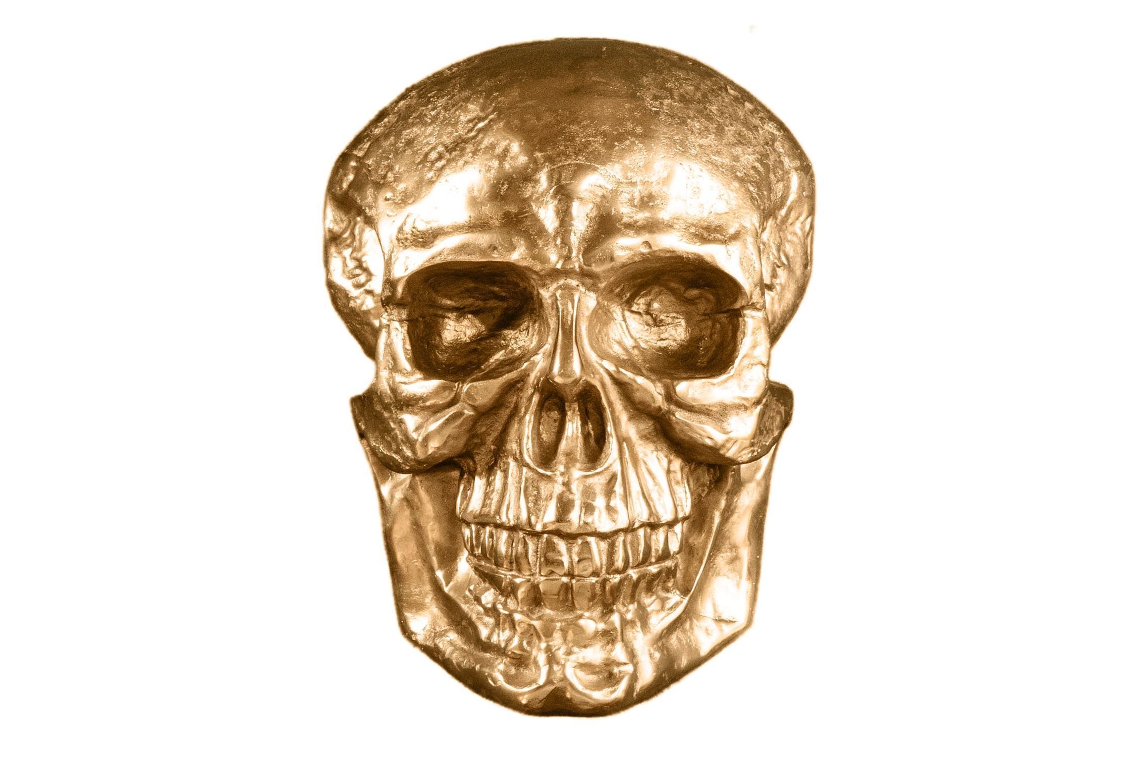 Wanddeko Totenkopf in Gold H: 40 cm aus Metall