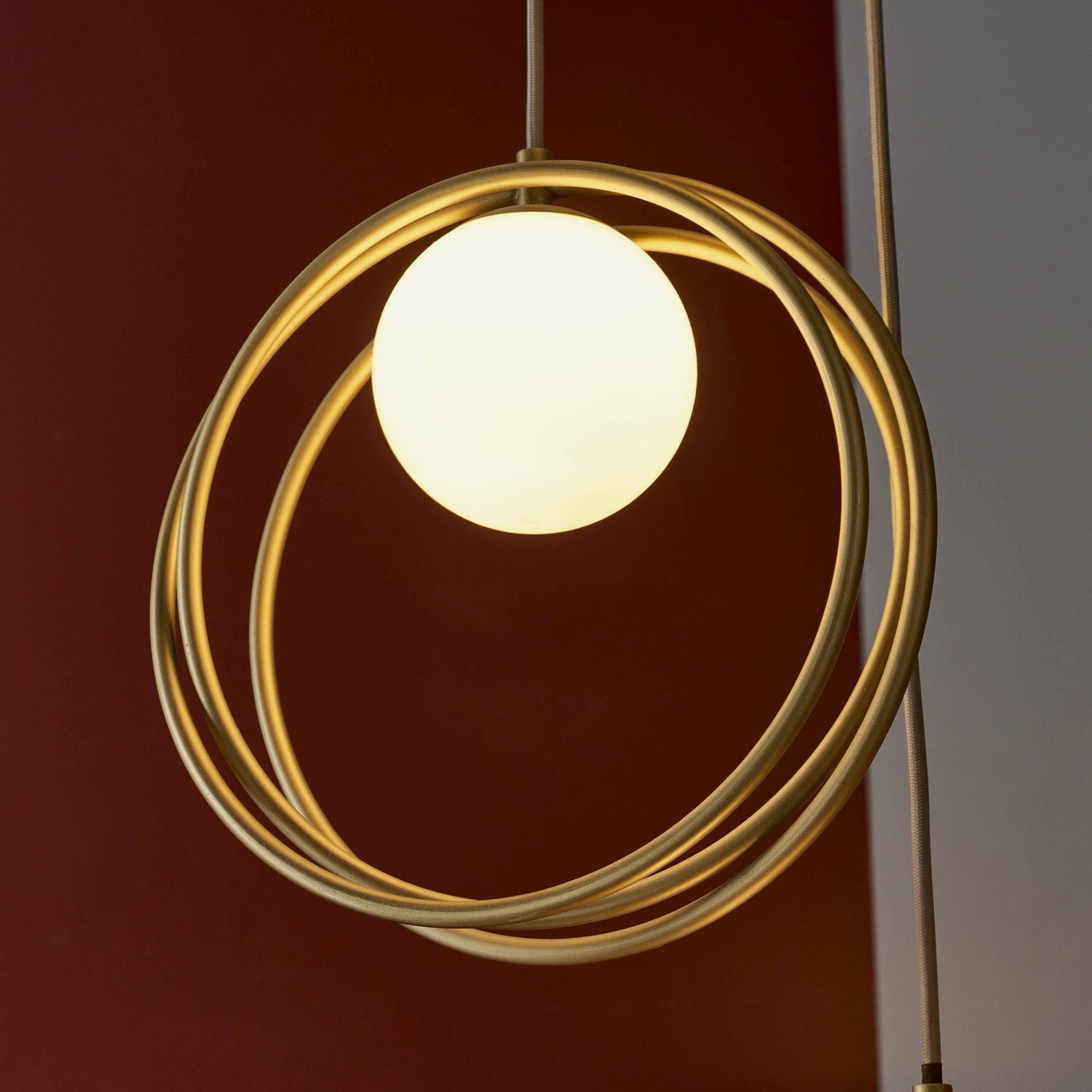 Hängelampe 3-flammig Metall Glas höhenverstellbar Gold Weiß G9
