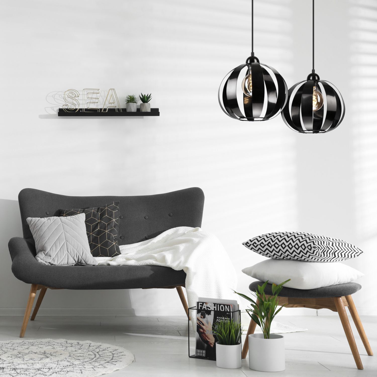 Hängeleuchte 2-flammig höhenverstellbar Metall Schwarz E27 Hängeleuchte 2-flammig höhenverstellbar Metall Schwarz E27