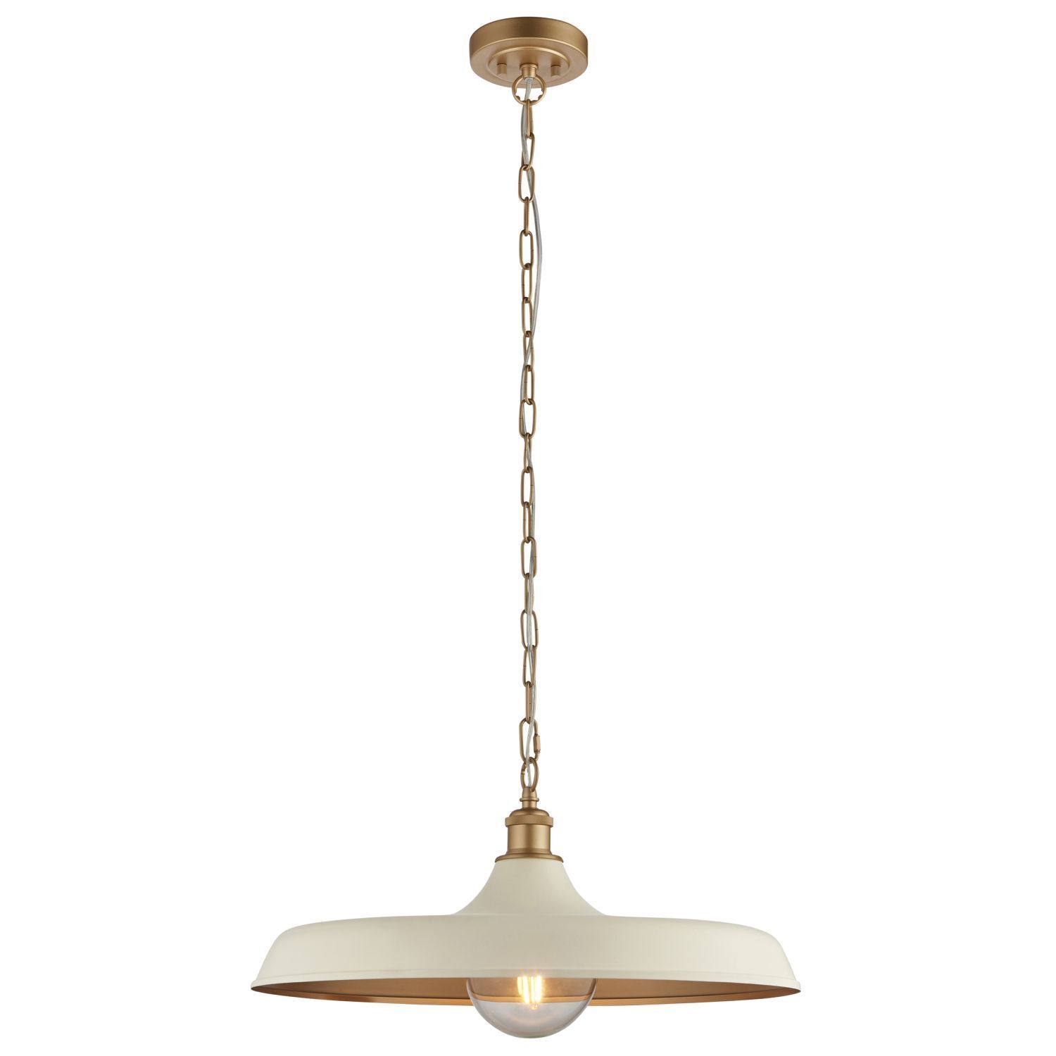 Hängelampe Weiß Gold rund Ø 50 cm Metall E27 Loft