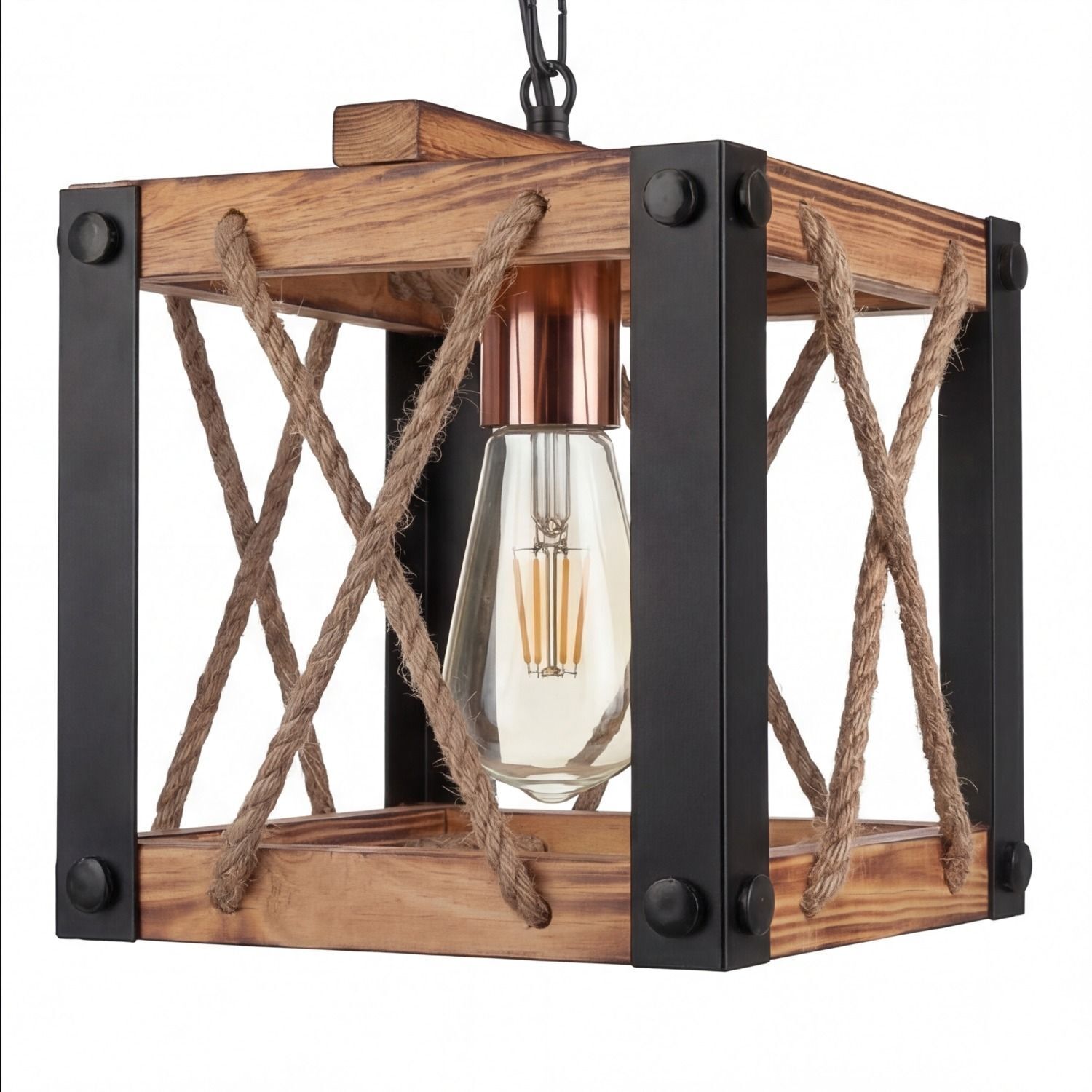 Deckenleuchte, Lampe, Hängelampe, Holz, Kabel