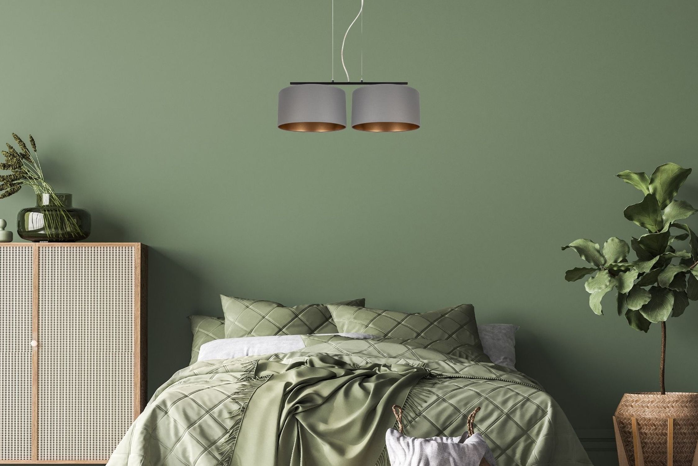 Stoff Hängelampe blendarm Graphit Gold E27 70 cm lang Pflanze, Lampe, Drinnen, Innenarchitektur, Mobiliar