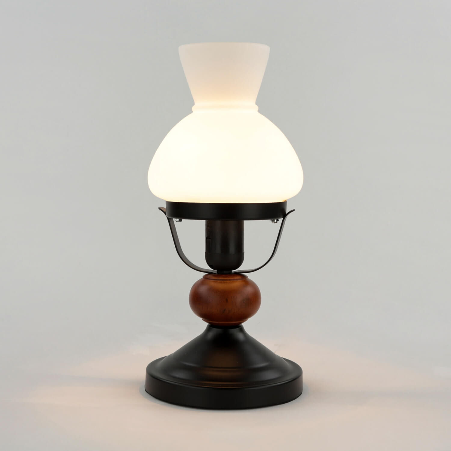 Tischlampe Echt-Holz Glas Landhausstil rustikal