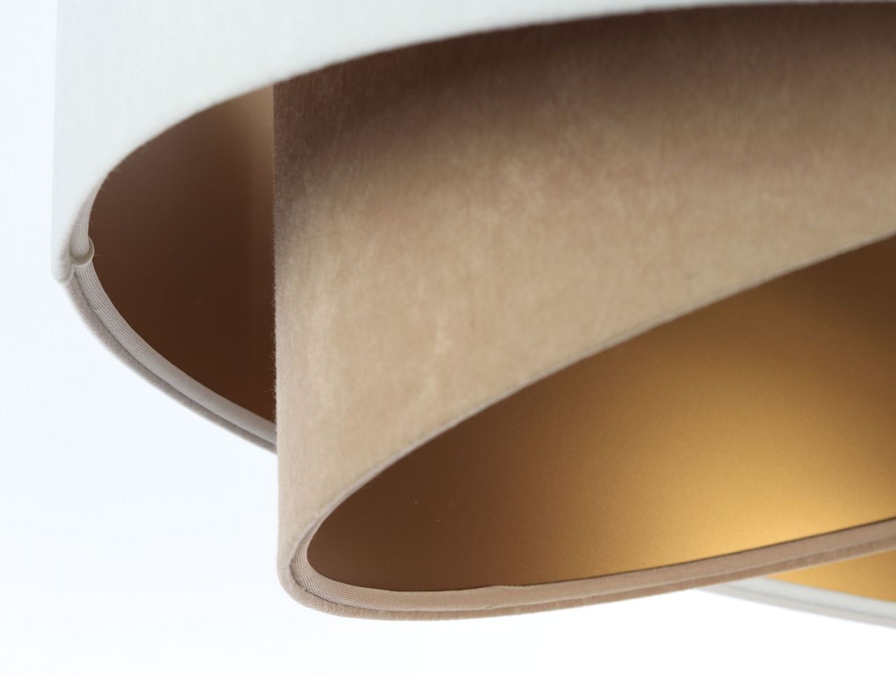 Hängeleuchte Stoff E27 rund Ø 50 cm in Weiß Beige Gold
