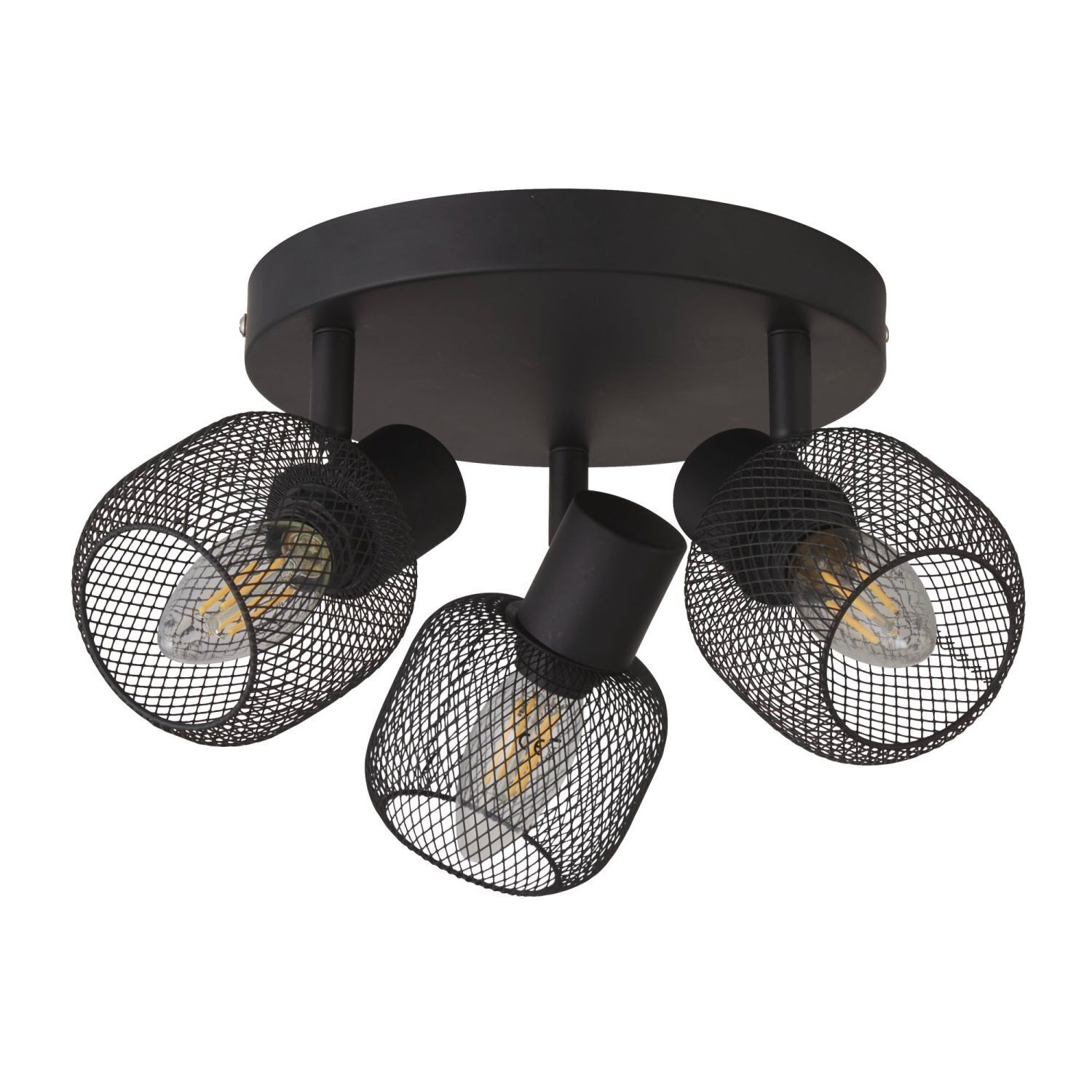 Deckenstrahler 3-flammig Schwarz E14 D: 36 cm Metall