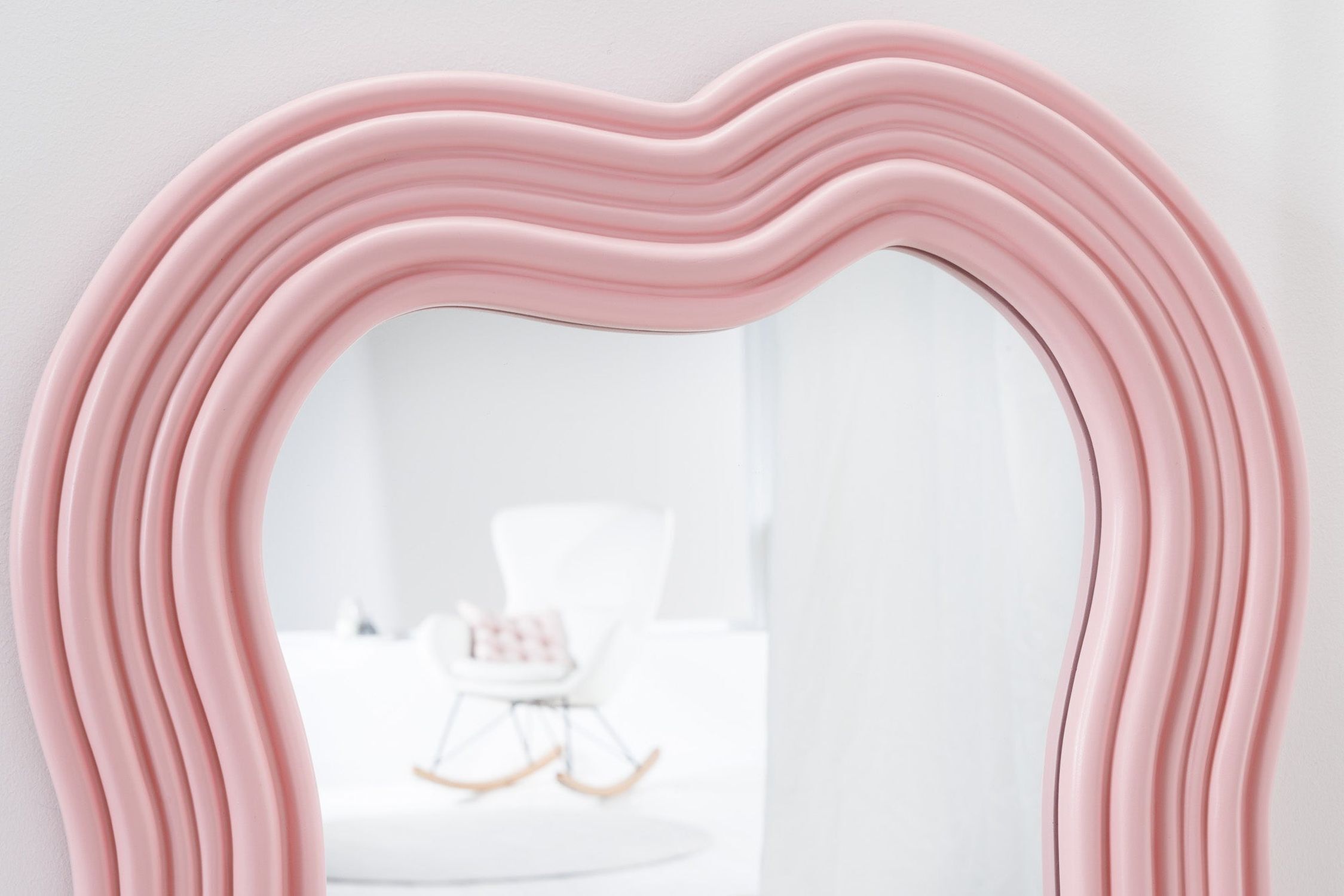 Wand Spiegel Rosa H: 100 cm asymmetrisches Design Photographie, Drinnen, Innenarchitektur