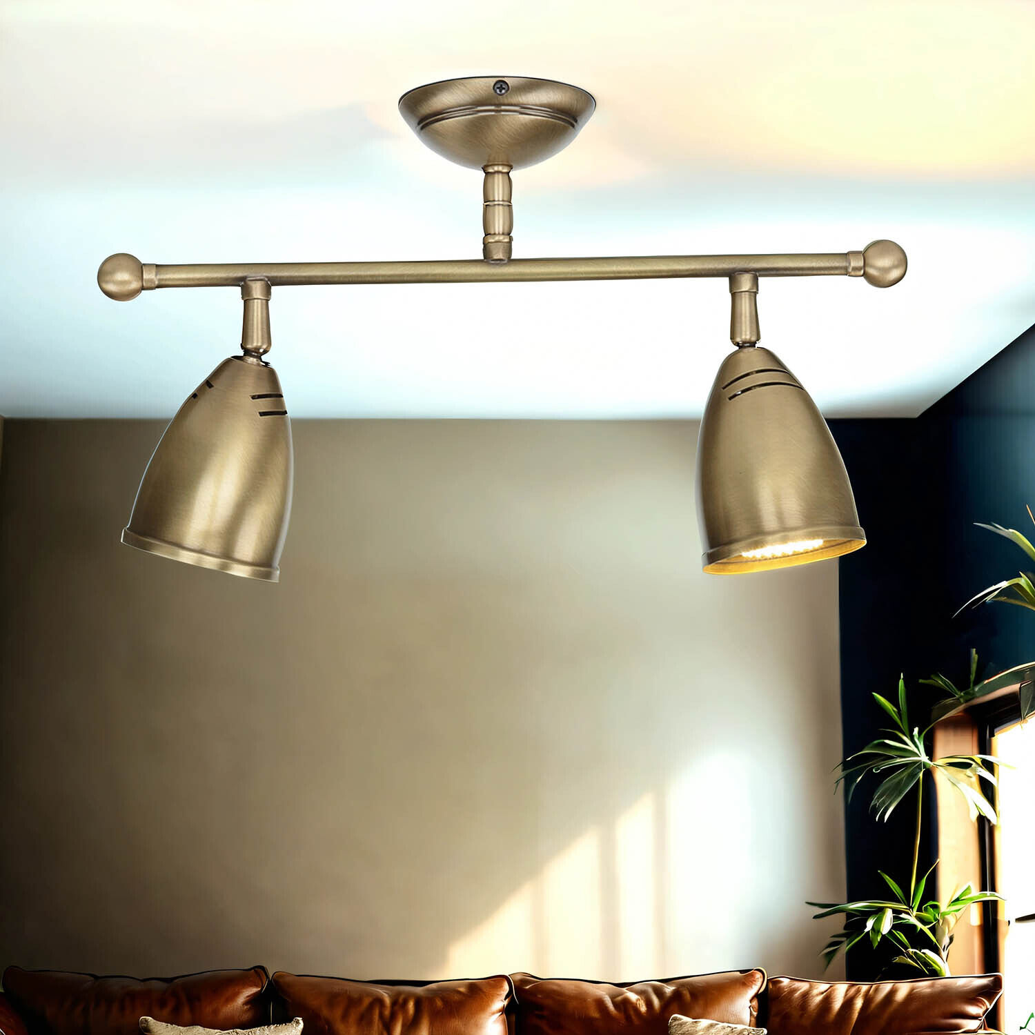 Schwenkbare Deckenleuchte Rustikal Bronze Hell Leuchte, Lampe