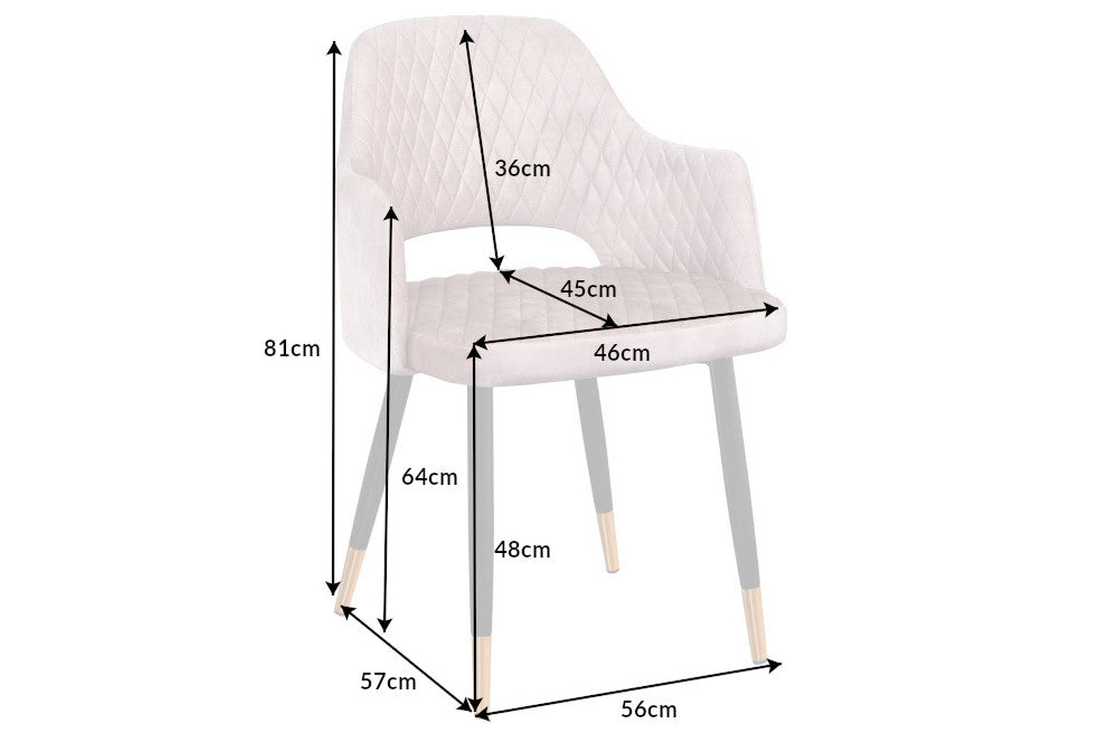 Esstischstuhl mit Armlehne Samt in Greige Schwarz Gold Moebel, Stuhl
