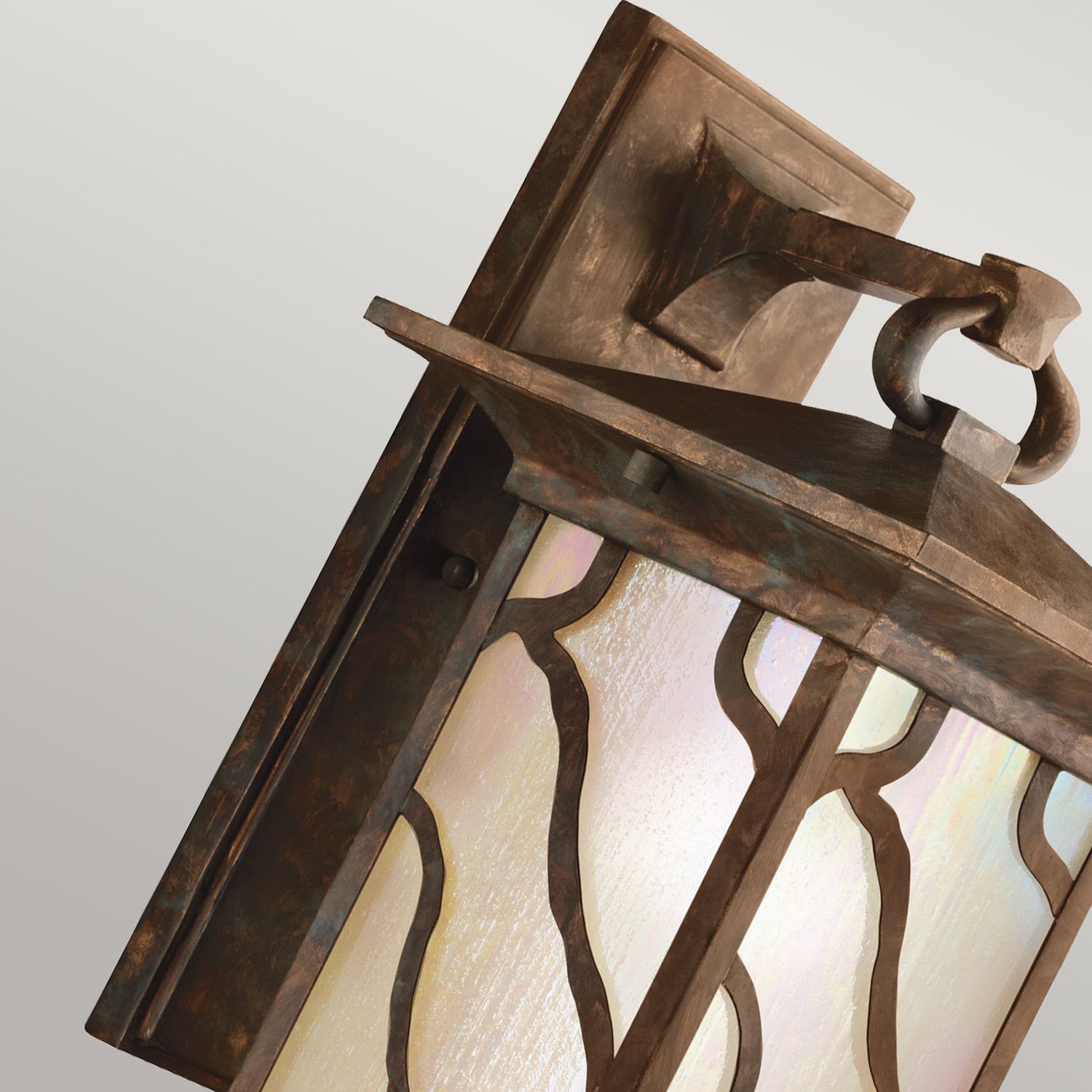 Wandlampe außen Vintage H: 38,6 cm IP44 E27 in Kupfer antik