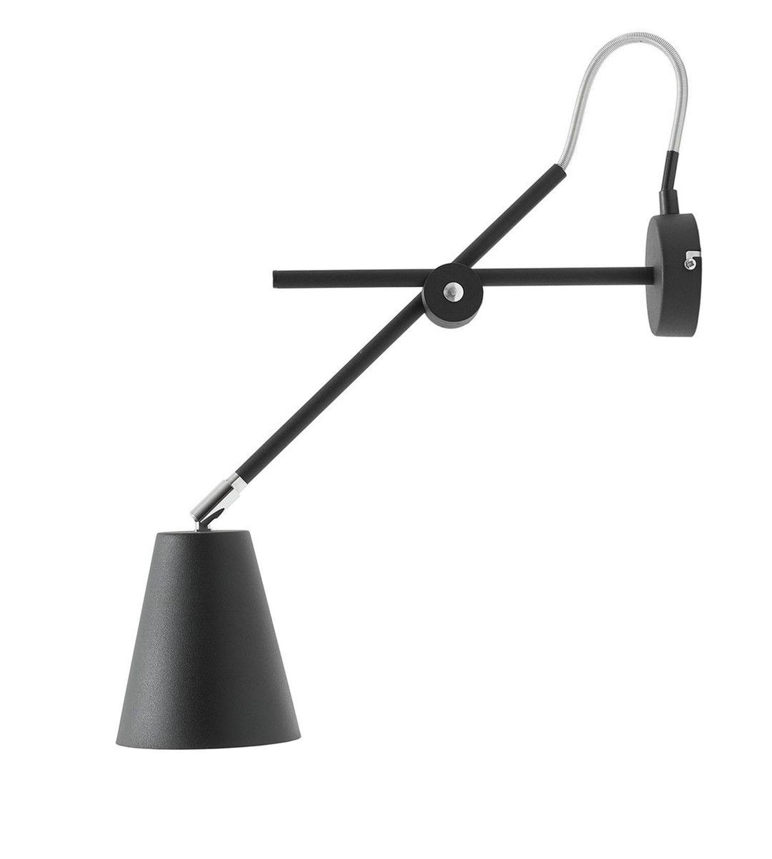 Flexible Wandlampe E27 Schwarz Metall H:54 cm Loft Lampe, Lampenschirm, Beleuchtung