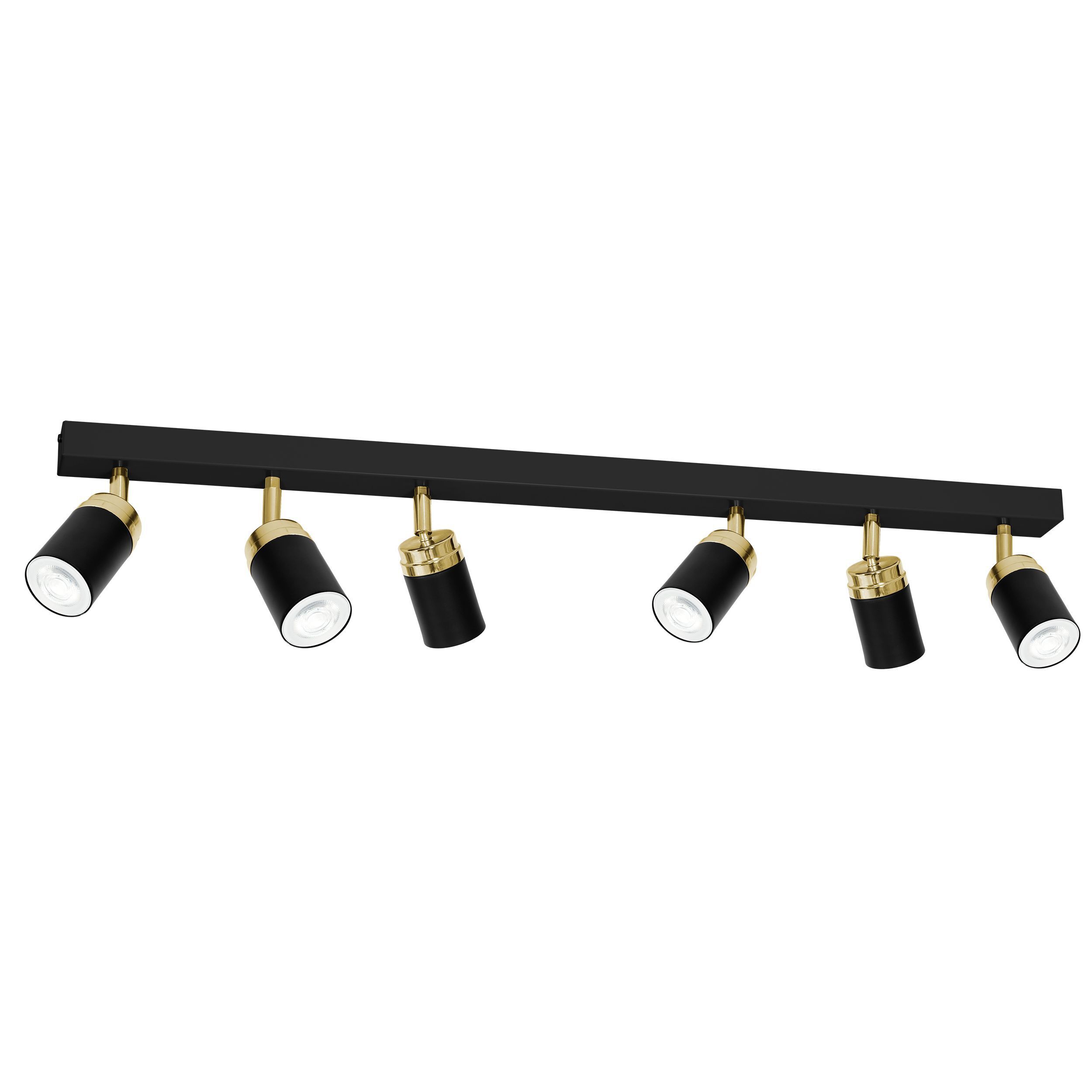 Strahler EVIE Metall 6 flmg 90 cm lang Schwarz Gold