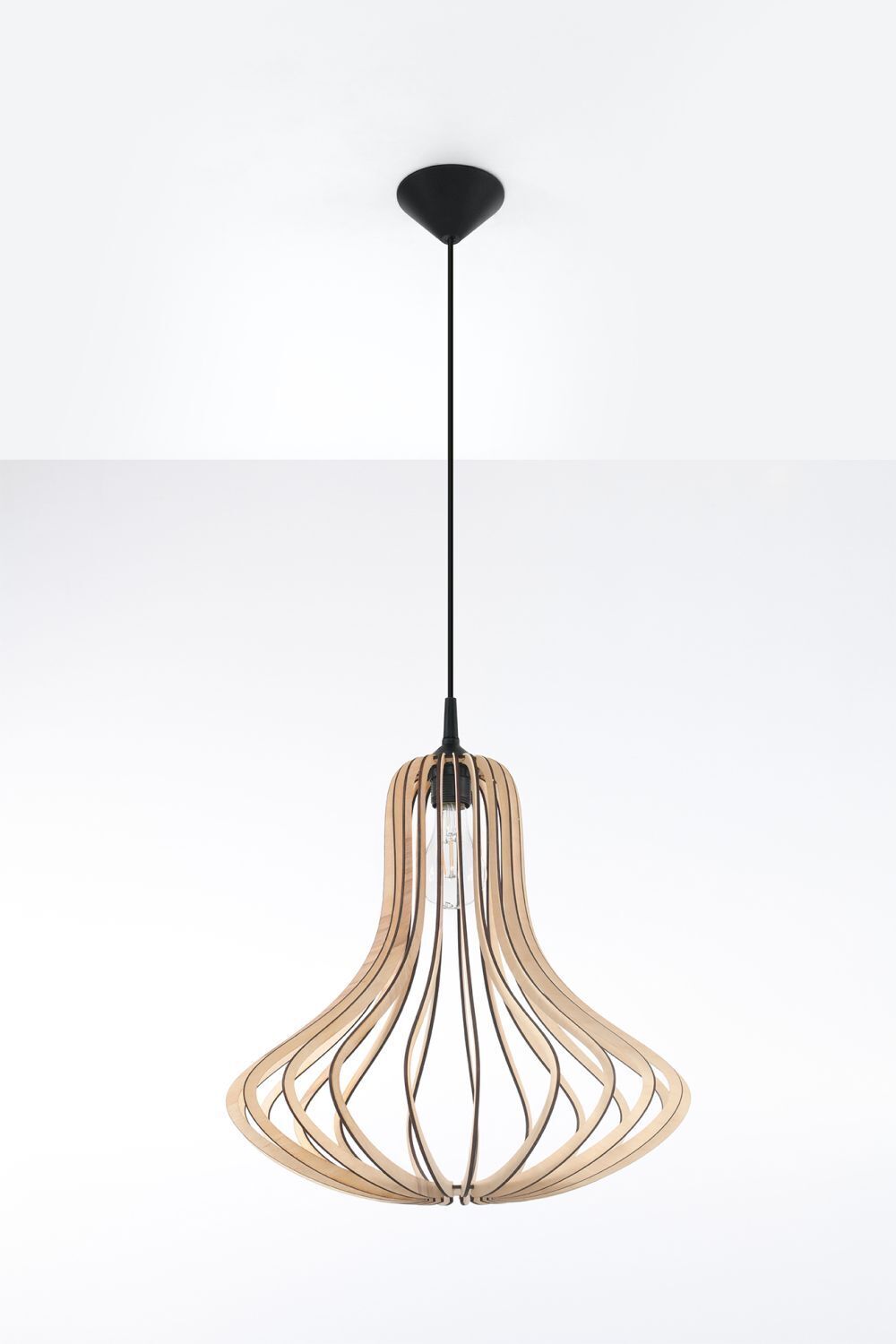 Holz Hängelampe LILAH Ø40cm wohnlich E27 Esstisch