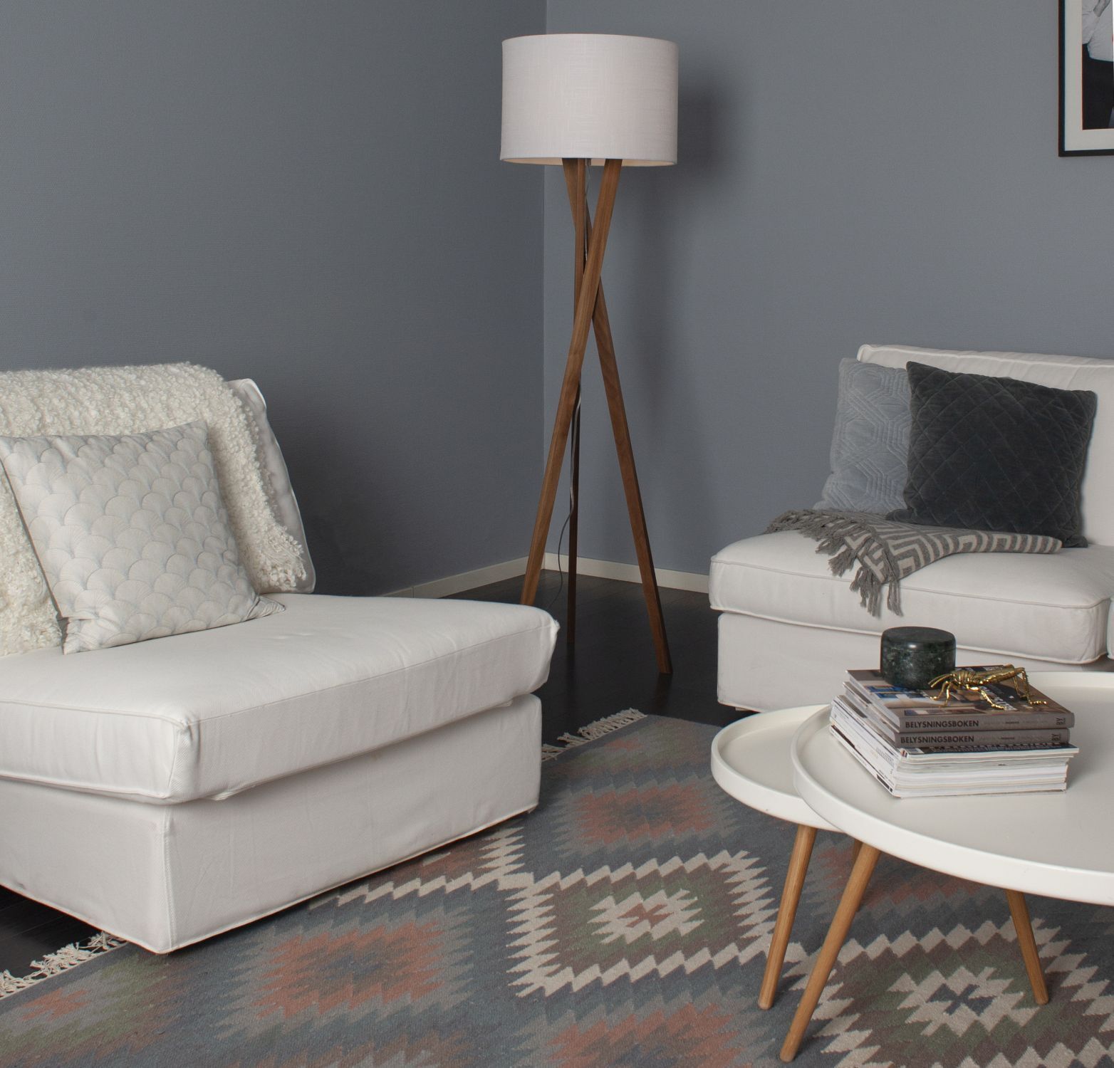 sofa, Stehleuchte, Couchtisch, Teppich, Kissen