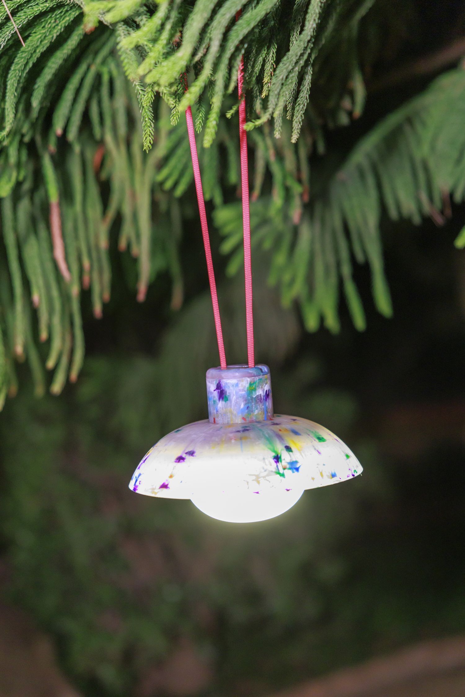 LED Akku Hängelampe dimmbar Bunt IP54 3000K Ø20cm rund Weihnachtsbaum-Schmuck, Lampenschirm, Kugel-Lampe, Hänger, Papier? Kunststoff?