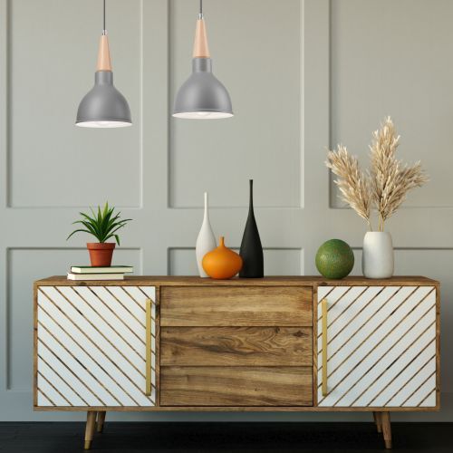 Elegante Hängeleuchte LAILA Grau Skandinavisch
