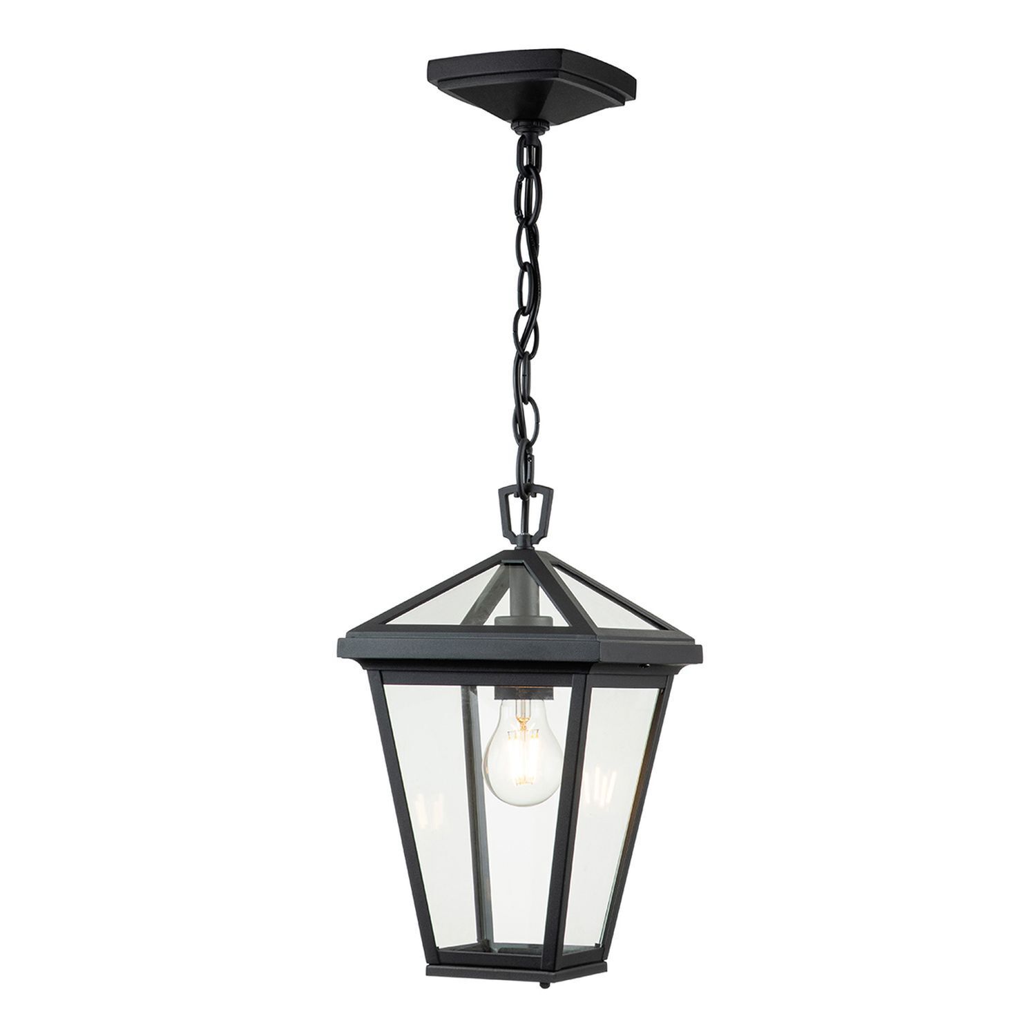 Außenlampe E27 IP44 B: 20,3 cm Schwarz hängend