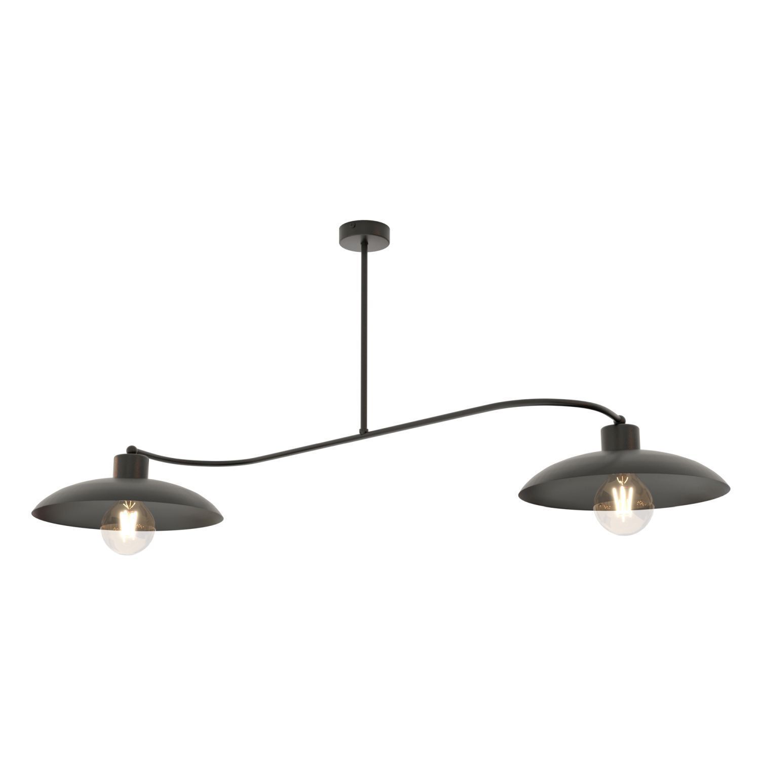 Deckenleuchte 2-flammig Schwarz Metall E27 L:100 cm