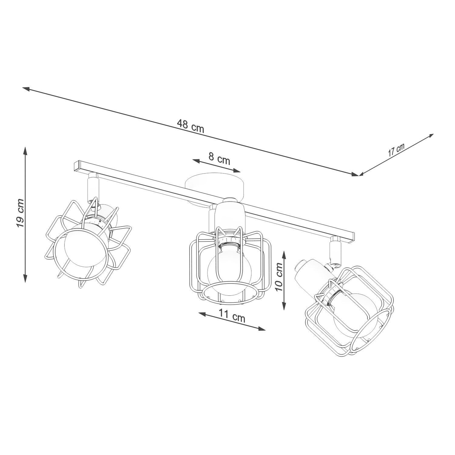 Deckenstrahler Schwarz Metall Retro Design 48 cm lang